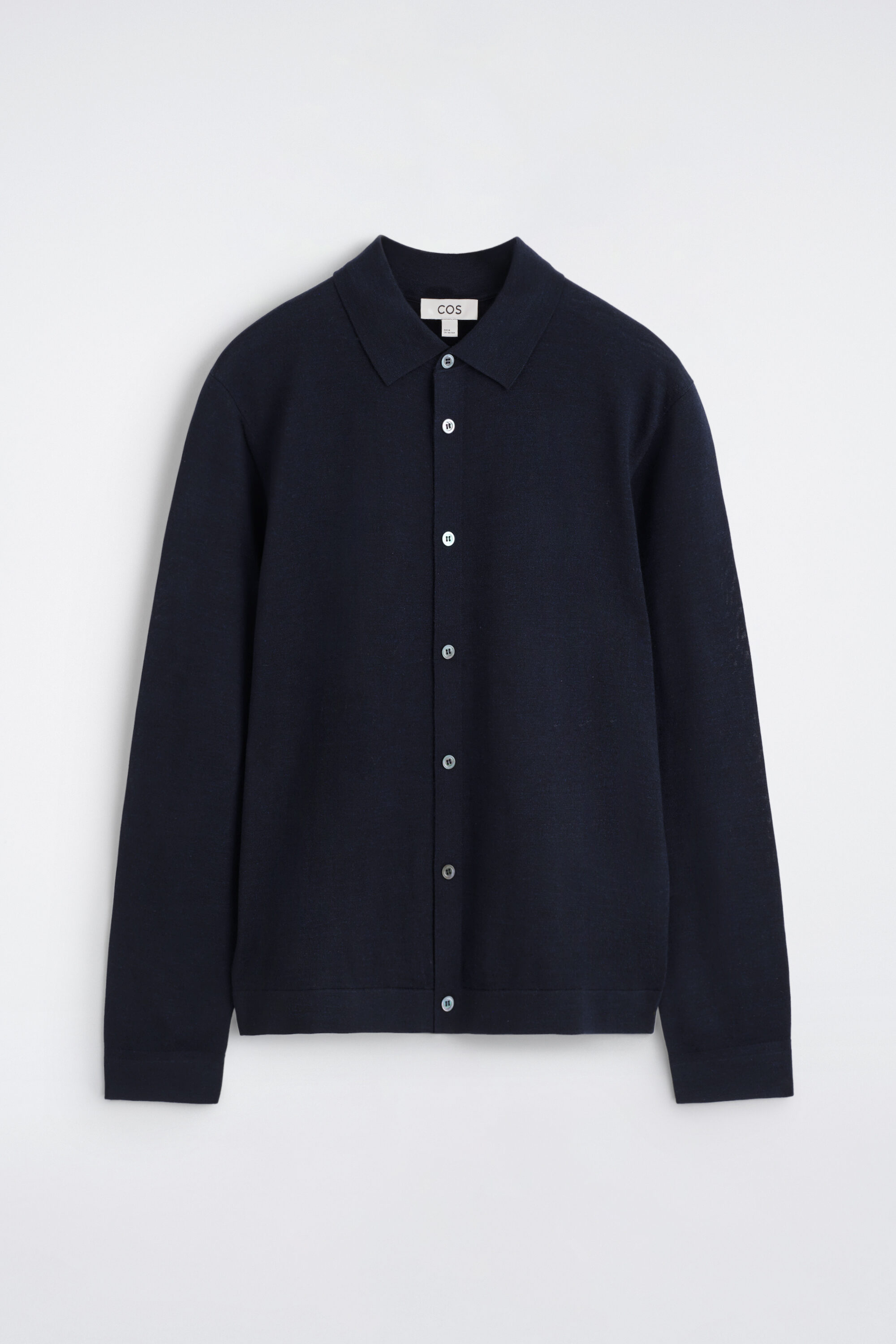 KNITTED MERINO WOOL SHIRT - NAVY MÉLANGE | COS US