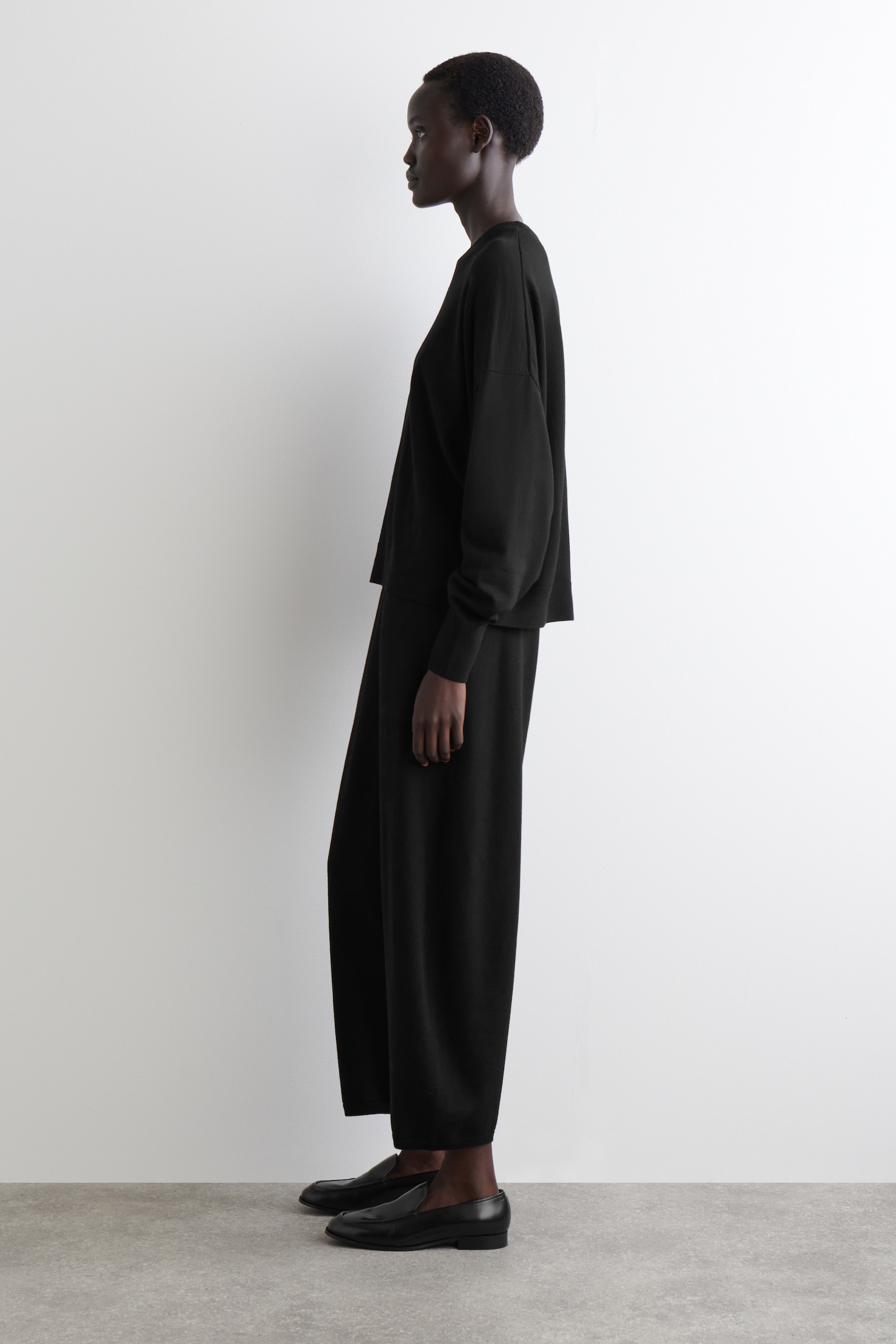 PANTALON BARREL EN LAINE MÉRINOS - NOIR/BRUN CHINÉ - 6