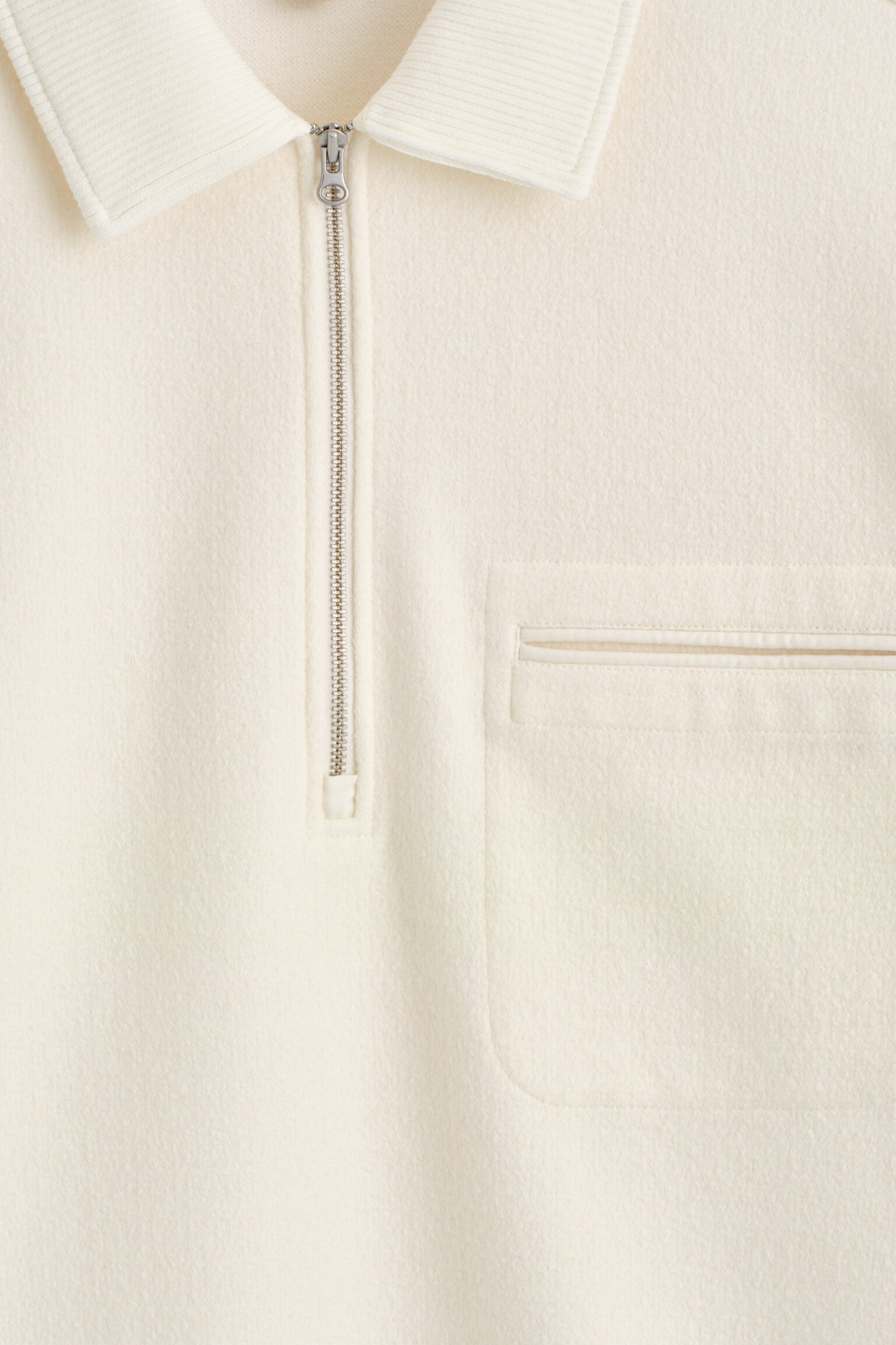 BOILED-WOOL ZIP-UP POLO JUMPER - CREAM/KHAKI/NAVY - 7