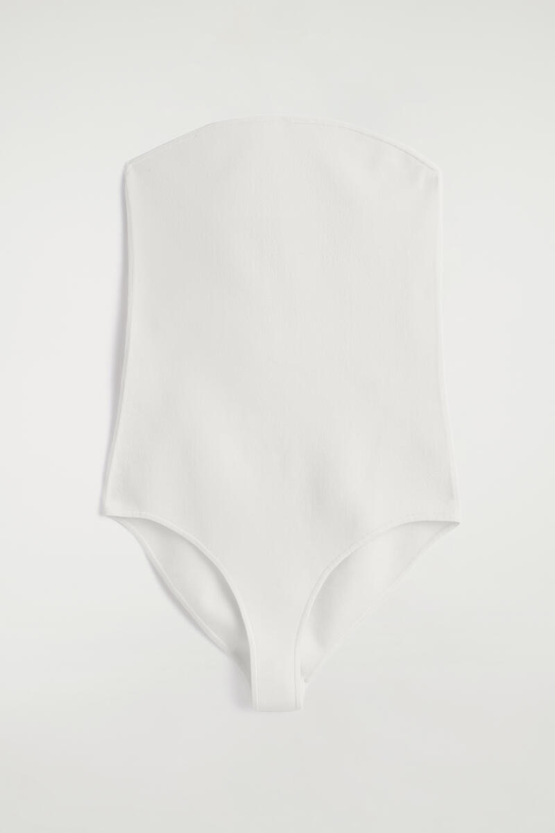 Strapless Ribbed Silk Bodysuit
