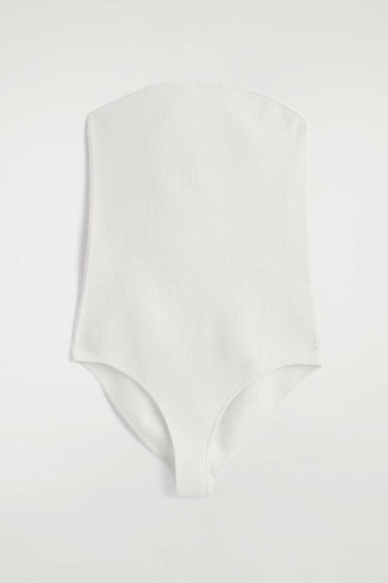 Strapless Ribbed Silk Bodysuit