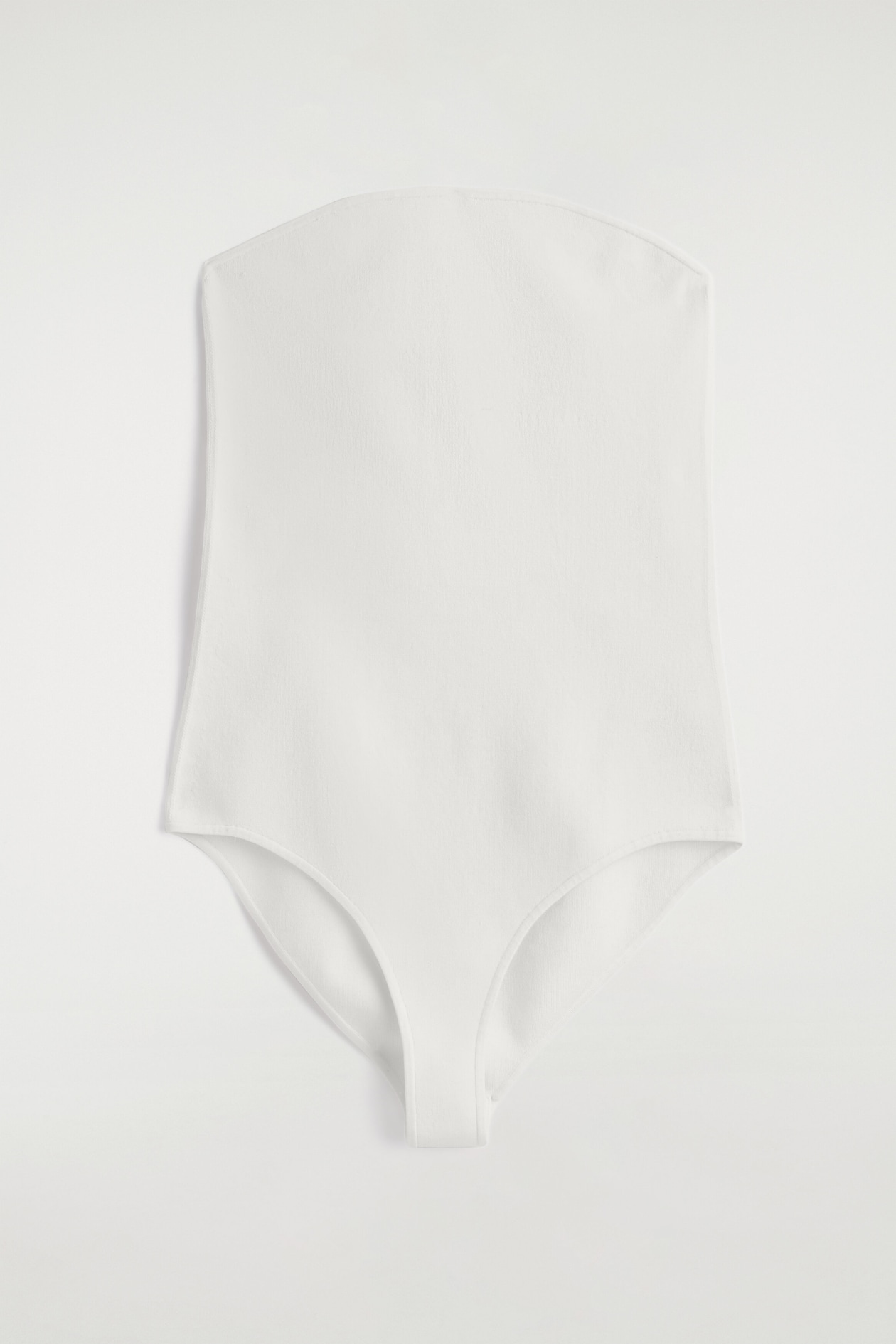 STRAPLESS RIBBED SILK BODYSUIT — CHALK
