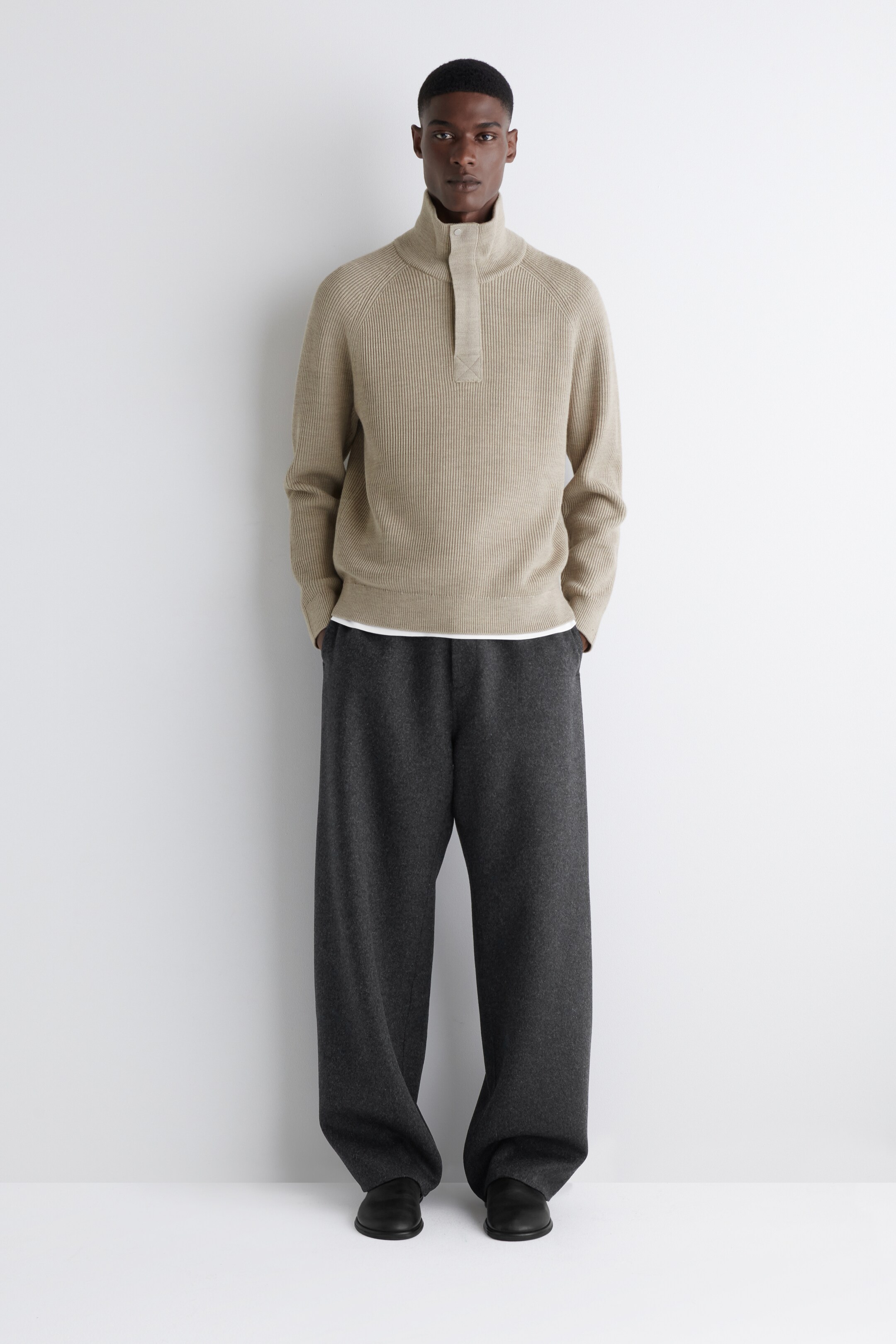 Agrandir l'image: PULL DEMI-ZIPPÉ EN LAINE CÔTELÉE - BEIGE - HOMME | H&M FR 2