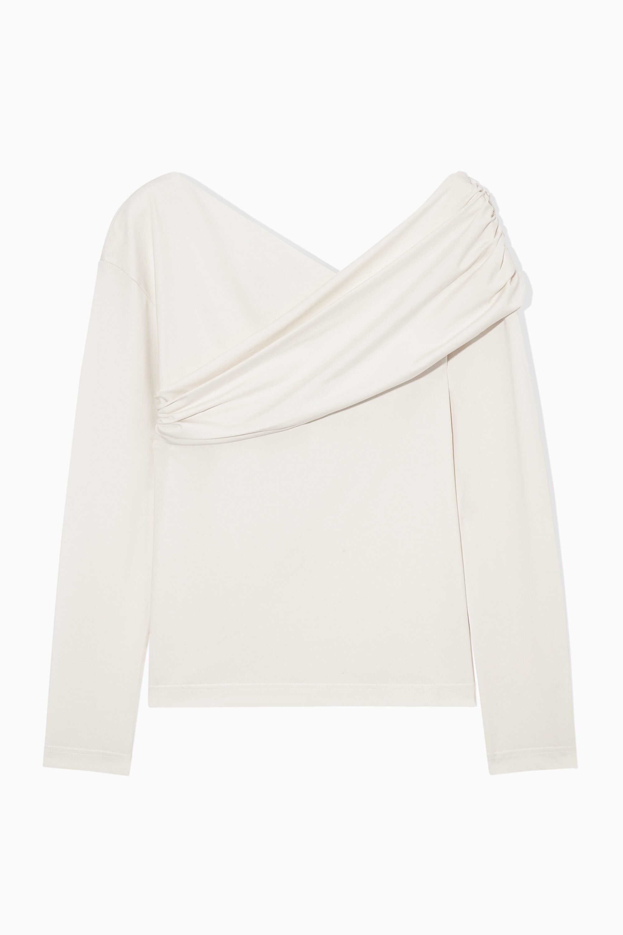 GATHERED OFF-THE-SHOULDER ASYMMETRIC TOP - OFF-WHITE | COS