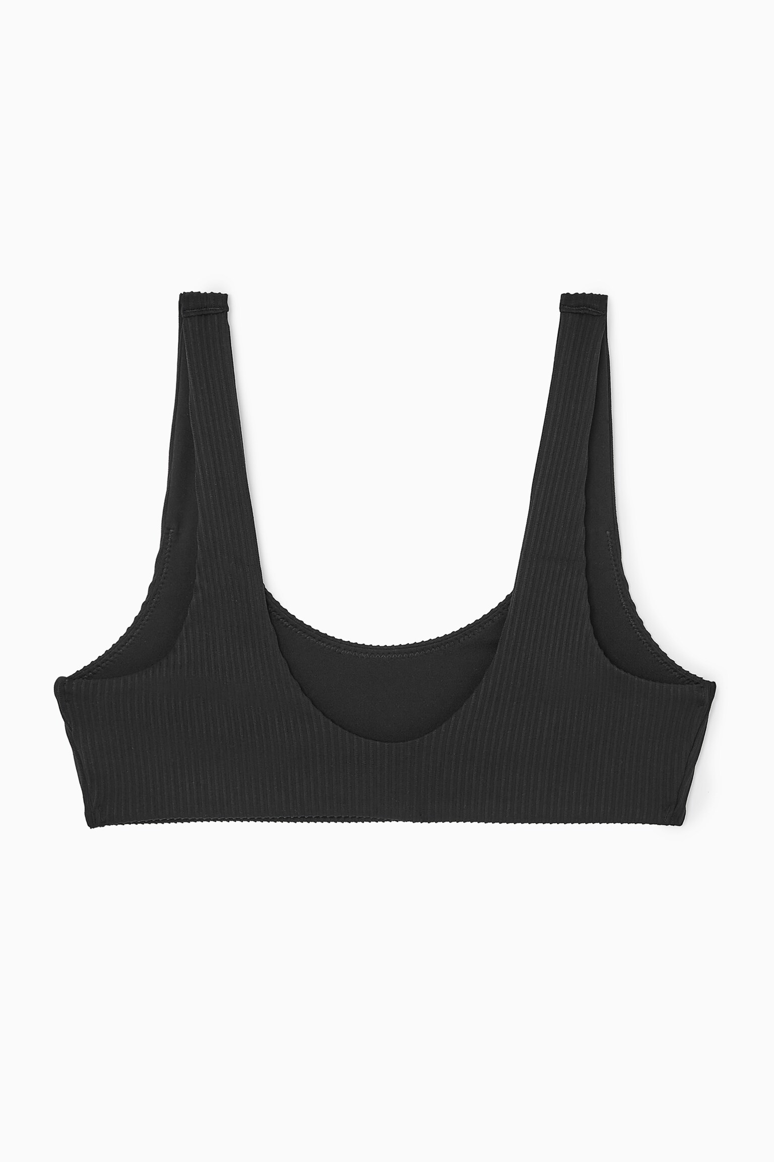 SCOOP-NECK RIBBED BIKINI TOP - BLACK/BRIGHT RED/WHITE - 2