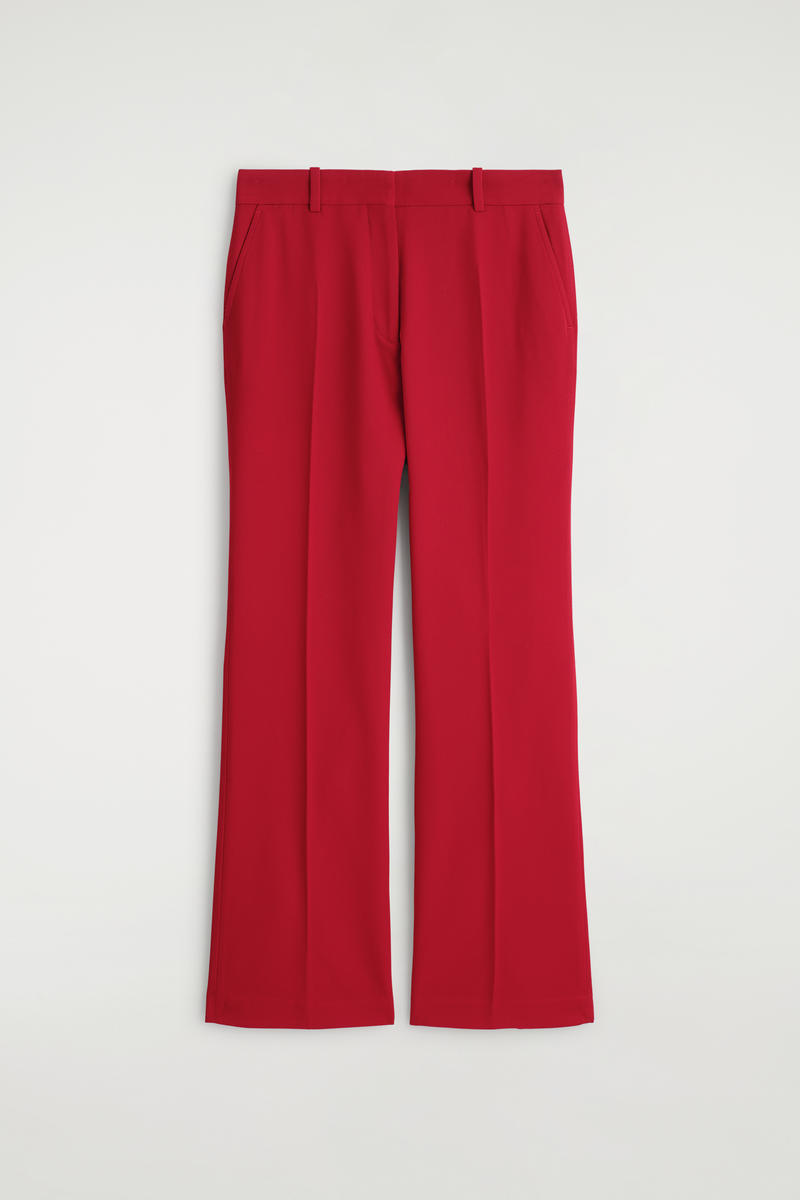 Cos Wool-blend Straight-leg Trousers In Red In Red