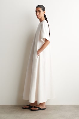 RAW-CUT COTTON MIDI DRESS — WHITE 2