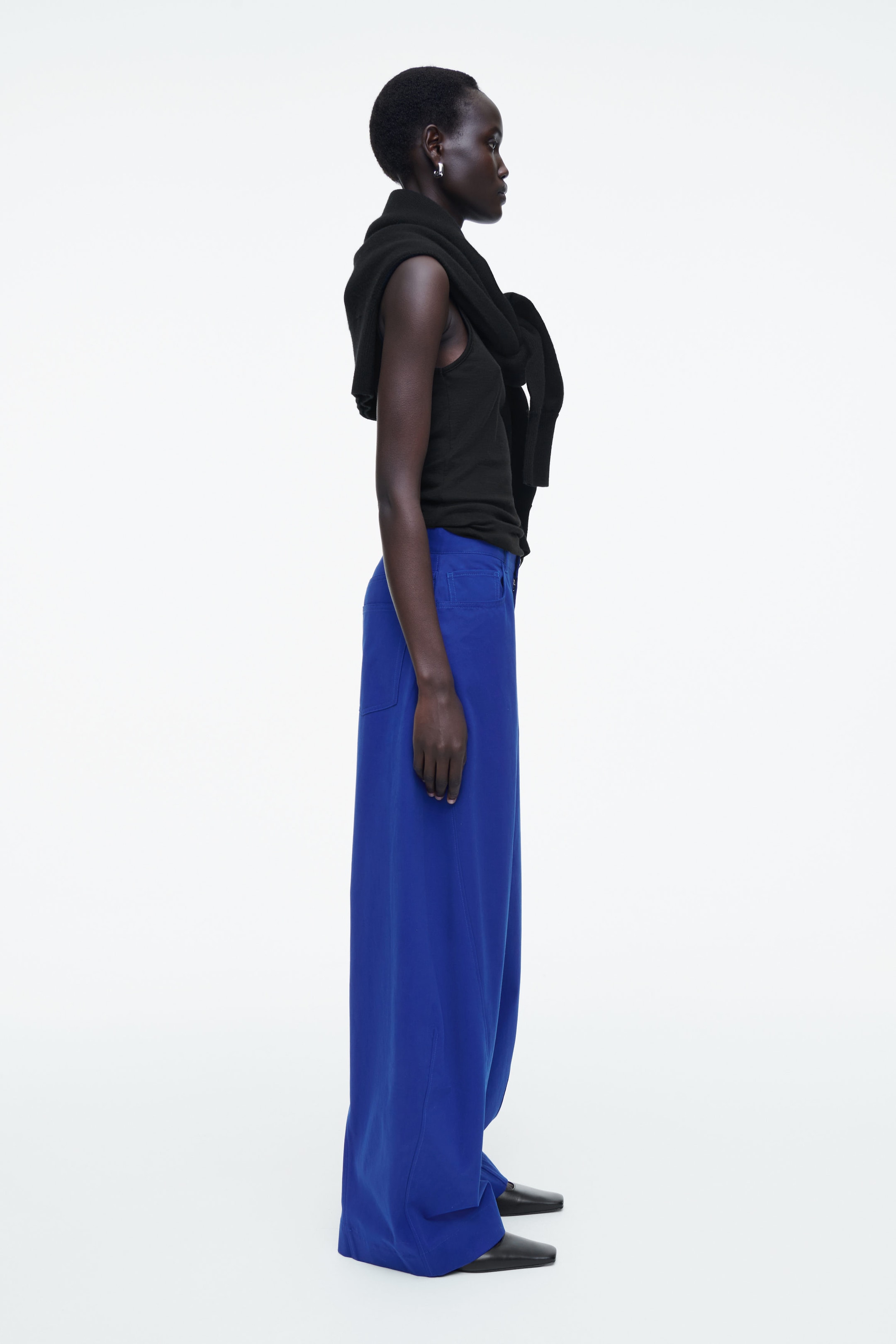 DECONSTRUCTED COTTON BARREL-LEG TROUSERS