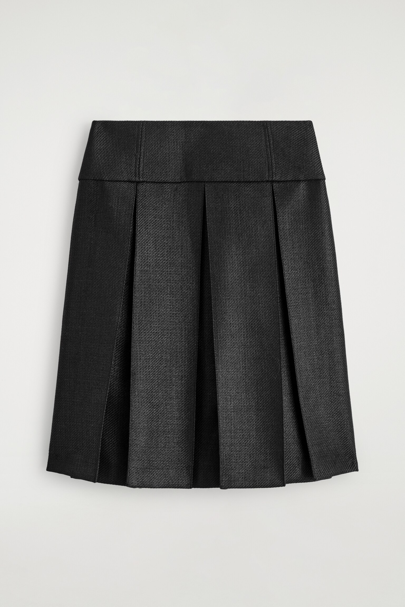 PLEATED WOOL-BLEND SKIRT - BLACK - 2