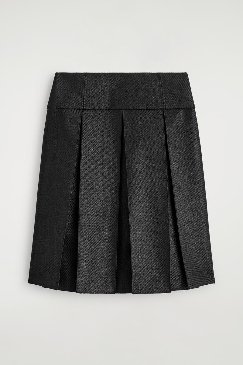 Pleated Wool-Blend Skirt