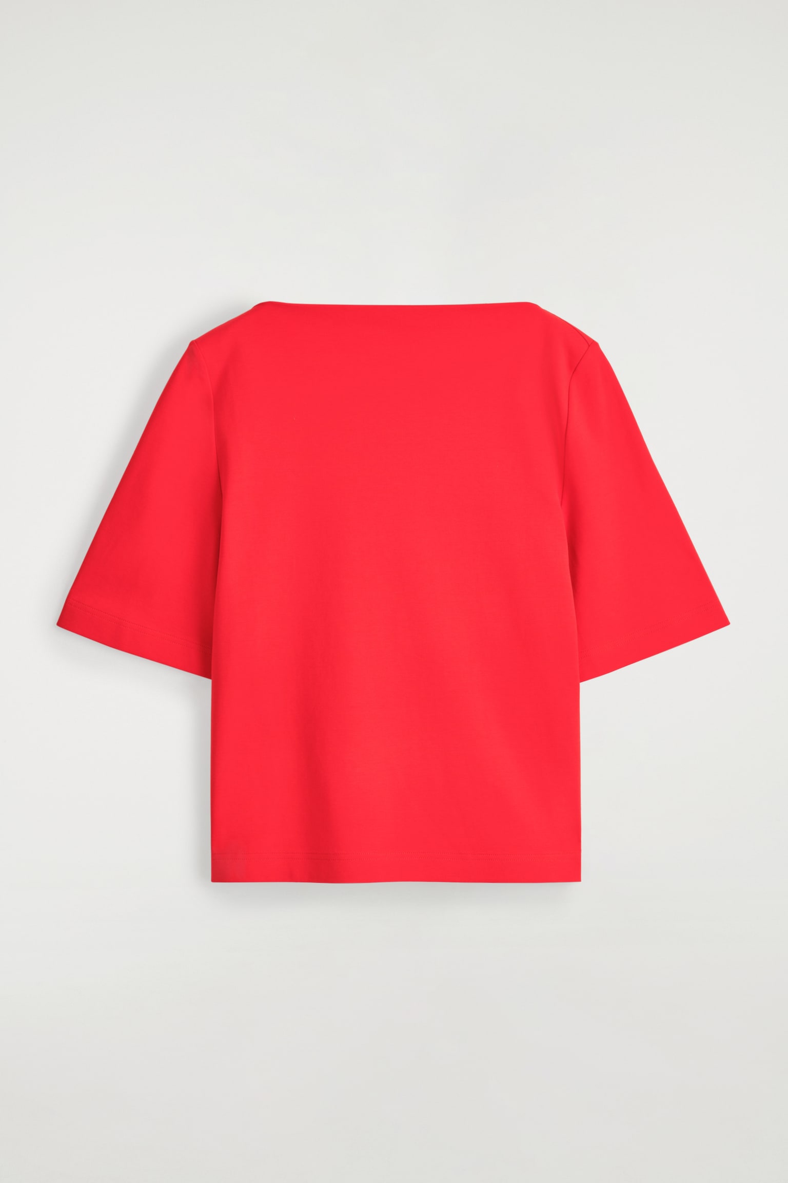T-SHIRT IN COTONE CON SCOLLO A BARCA - ROSSO/BLU NAVY - 2