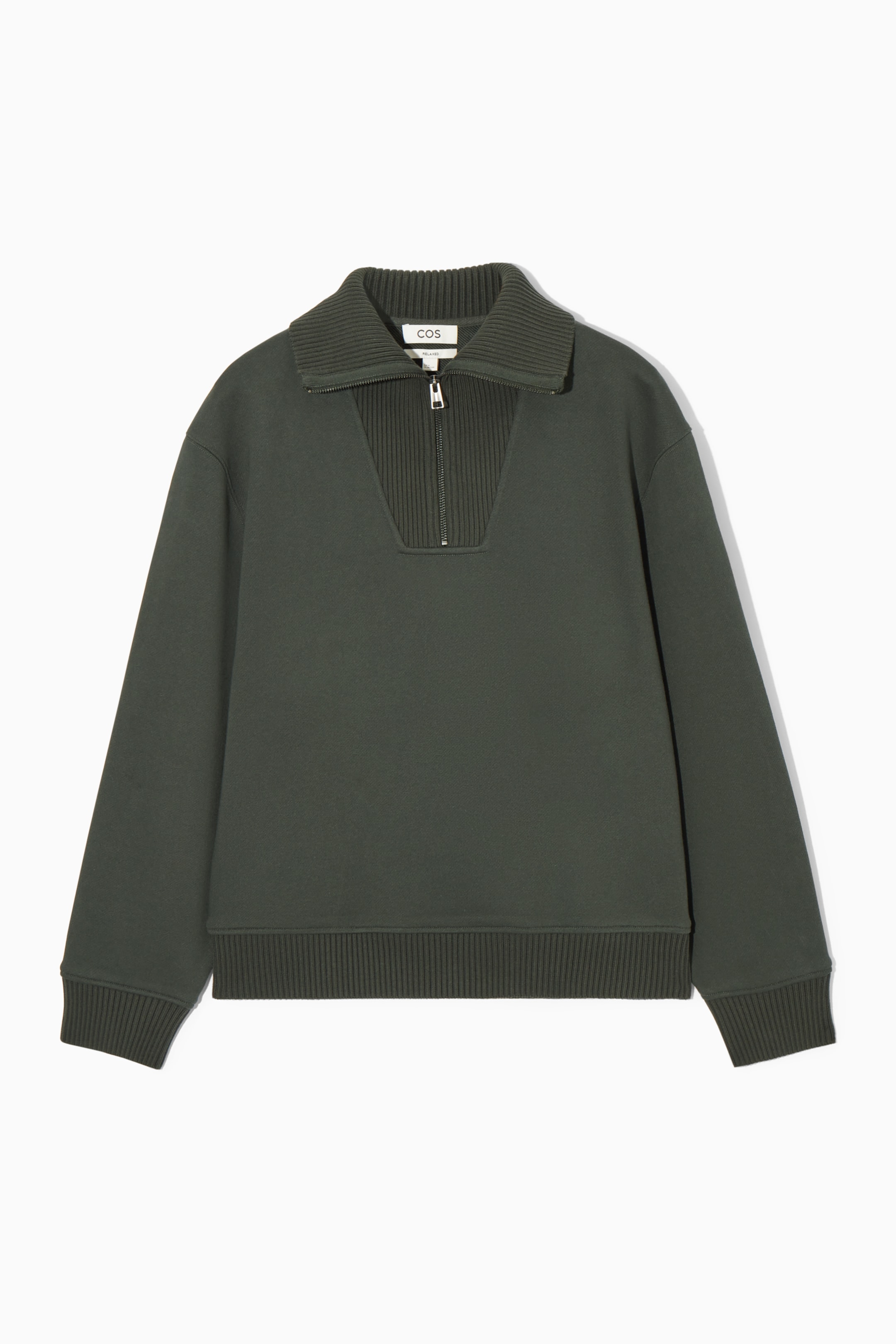 View larger image: FUNNEL-NECK HALF-ZIP SWEATSHIRT - DARK GREEN - Men | H&M GB 1