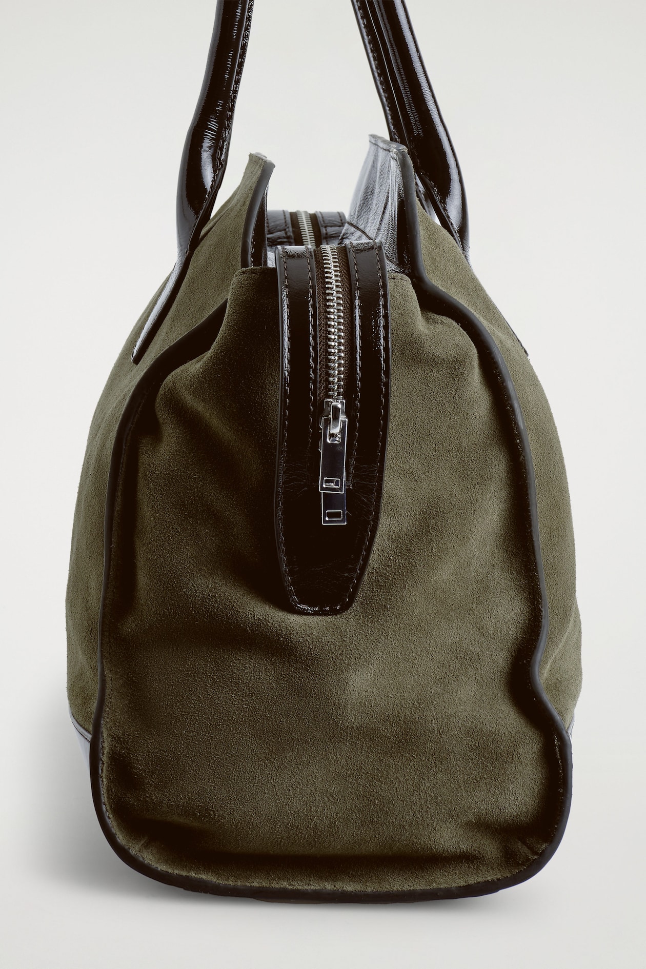 AVENUE TOTE BAG - SUEDE — TAUPE / DARK BROWN