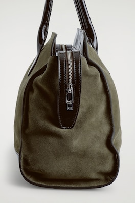 AVENUE TOTE BAG - SUEDE — TAUPE / DARK BROWN 1
