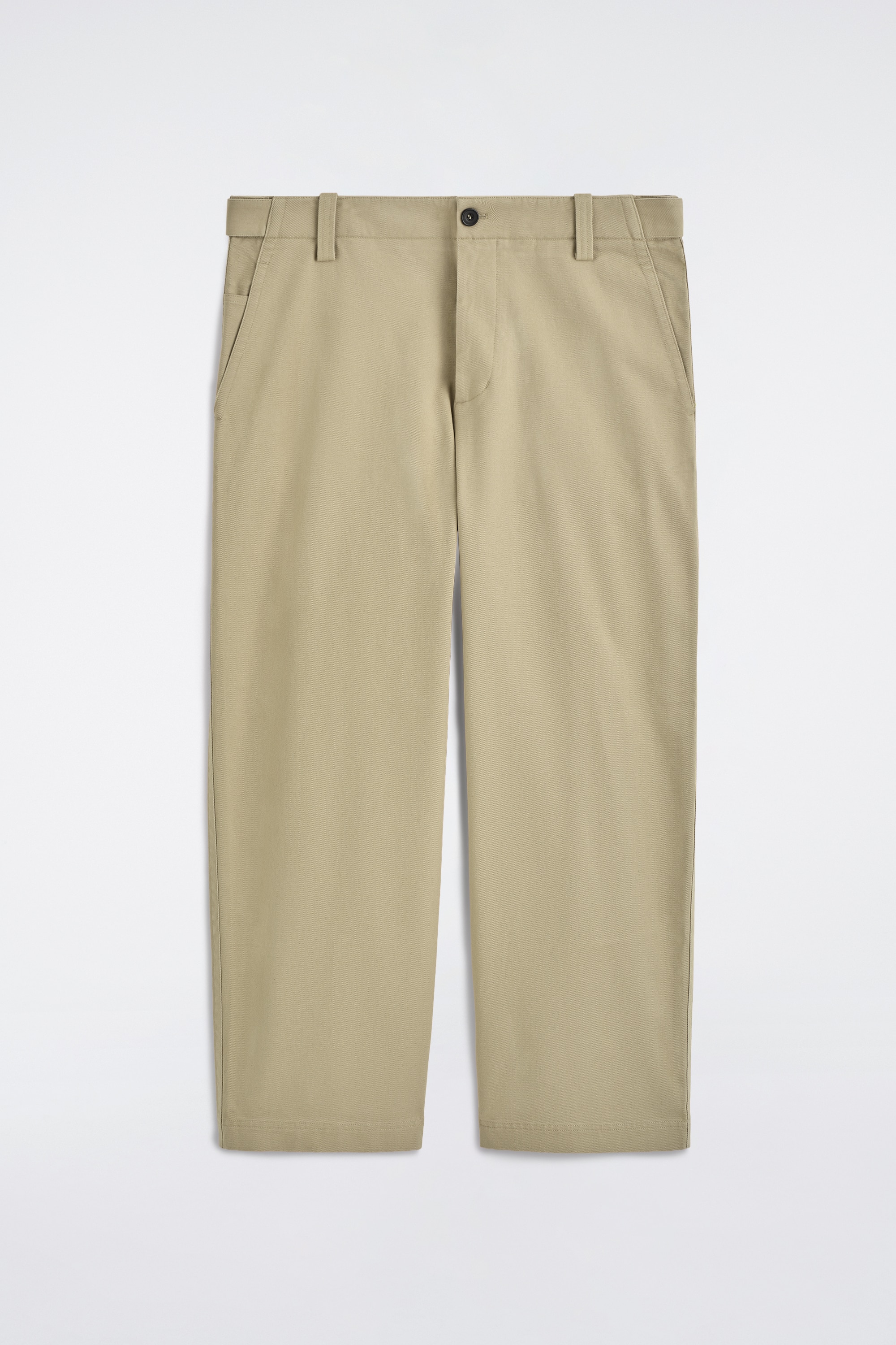 COTTON-TWILL RELAXED-FIT STRAIGHT-LEG TROUSERS - BEIGE/NAVY