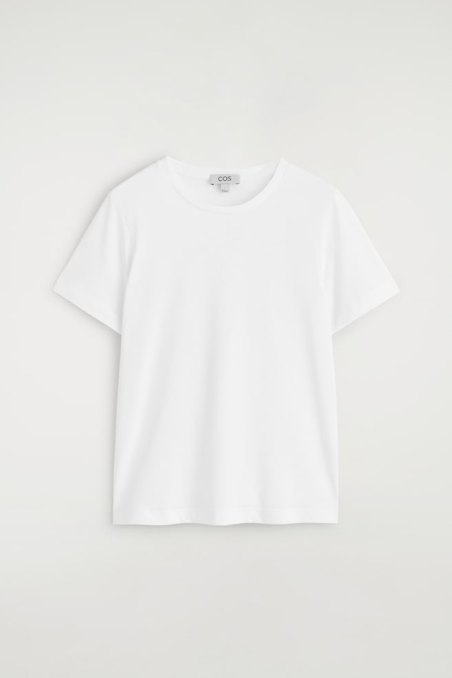 BAUMWOLL-T-SHIRT MIT RUNDHALSAUSSCHNITT - WEISS/SCHWARZ/BRAUN/BEIGE MELIERT - 1