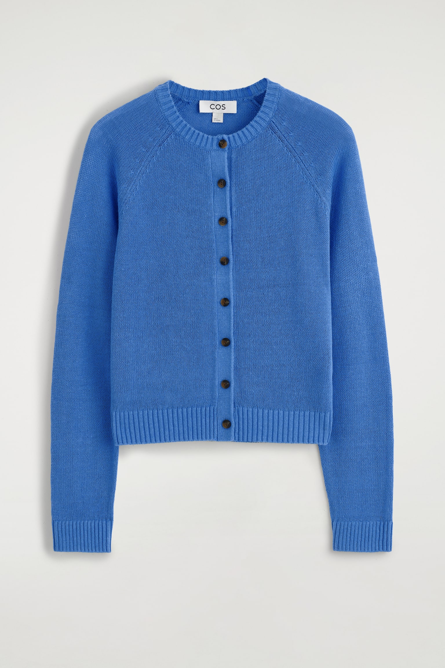 PLETENÝ LENOVÝ KARDIGAN - KOBALTOVĚ MODRÁ/BURGUNDY - 2