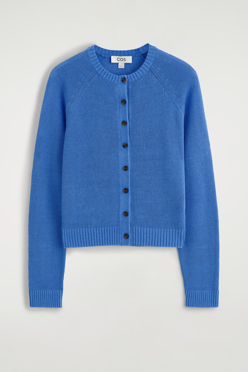 COS Knitted Linen Cardigan In Blue Women's Extra Large