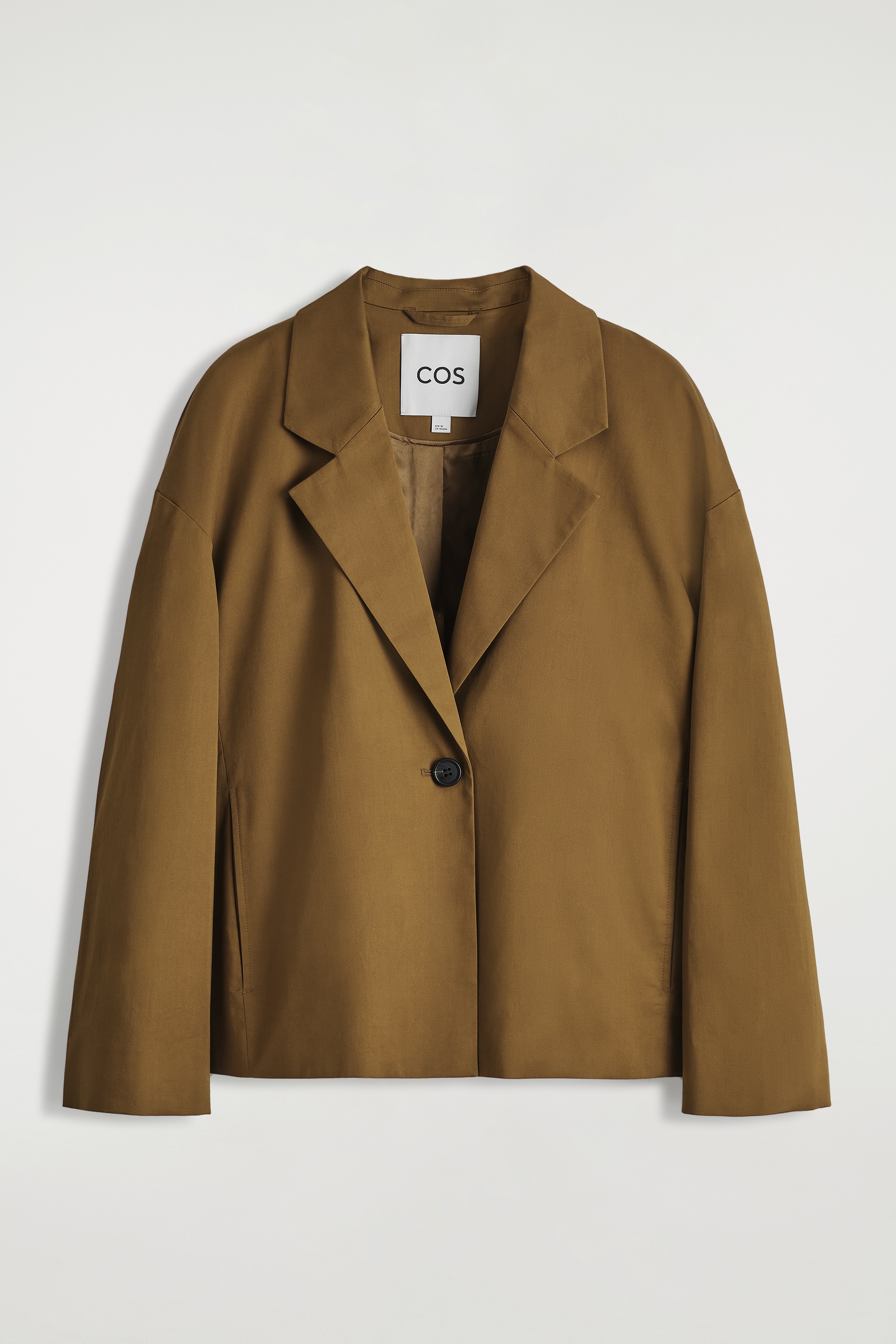 SINGLE-BUTTON COTTON BLAZER - BROWN
