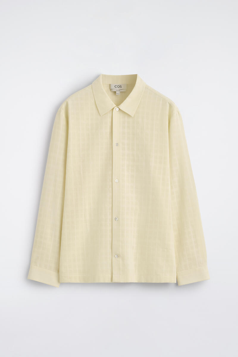 Checked Cotton-Jacquard Shirt in Yellow