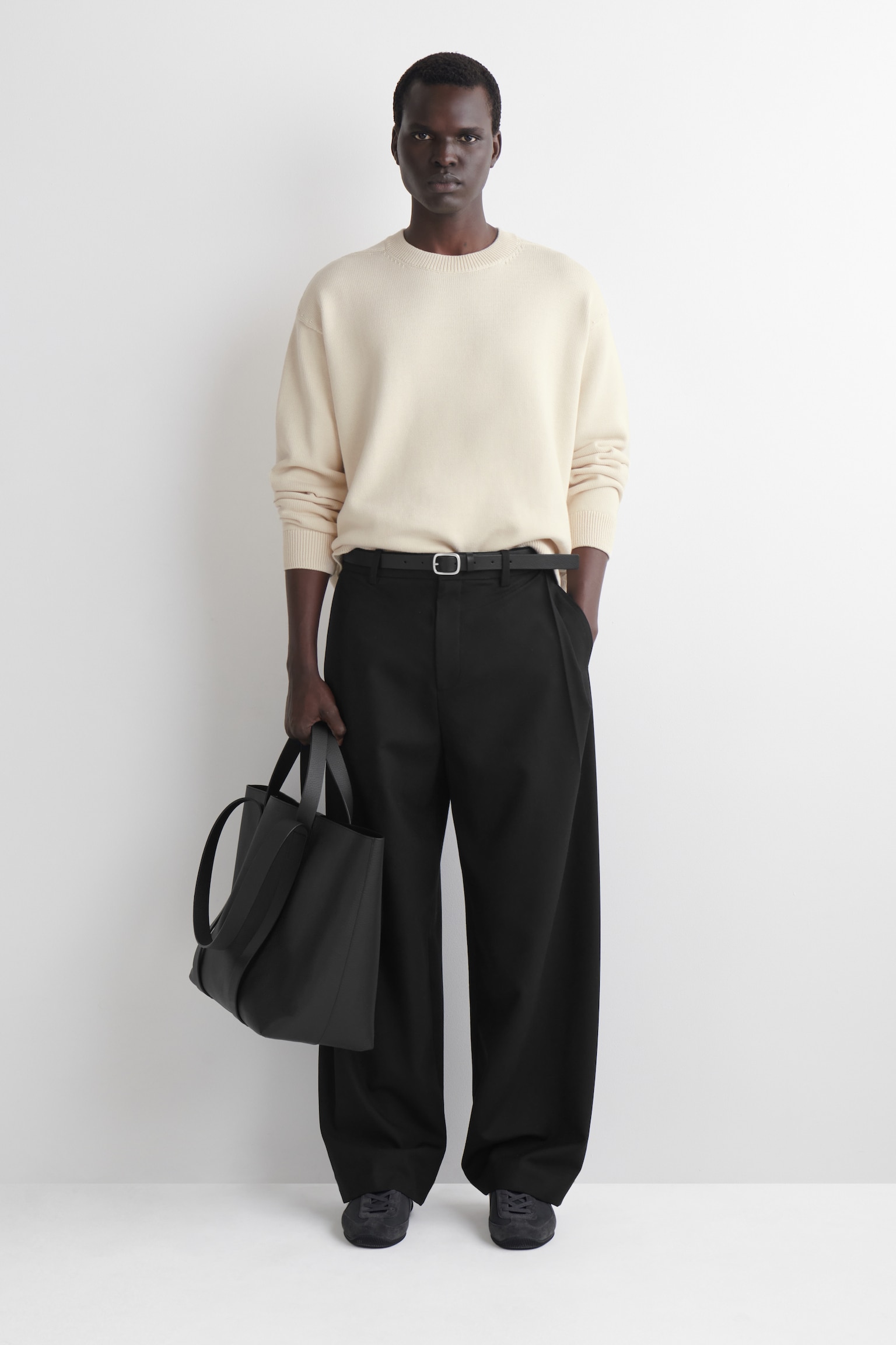 PULL EN MAILLE DE COTON À COL ROND - CRÈME/ROSE CLAIR - 4