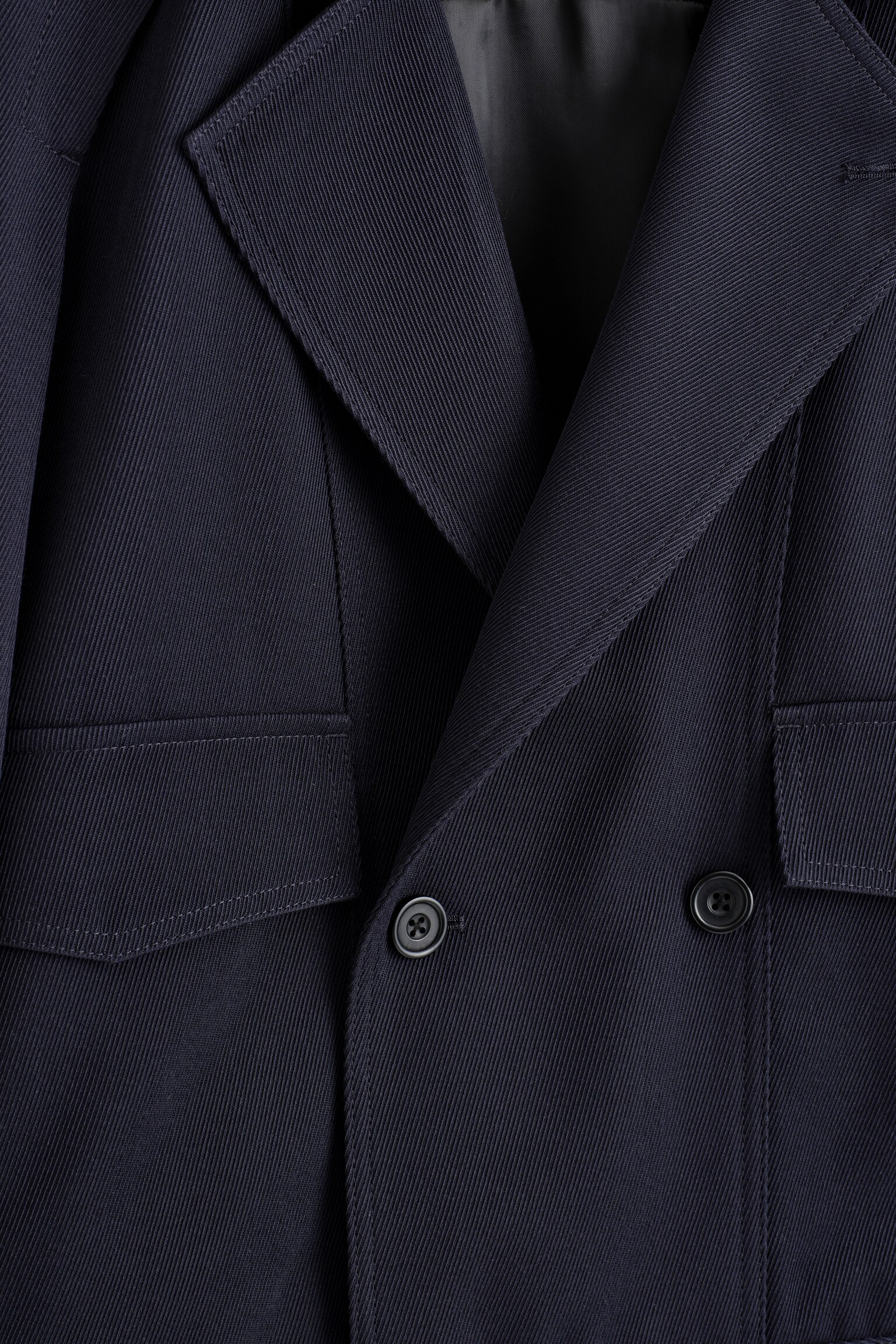 CHAQUETA DE MEZCLA DE LANA DE BOTONADURA CRUZADA - AZUL MARINO - 5