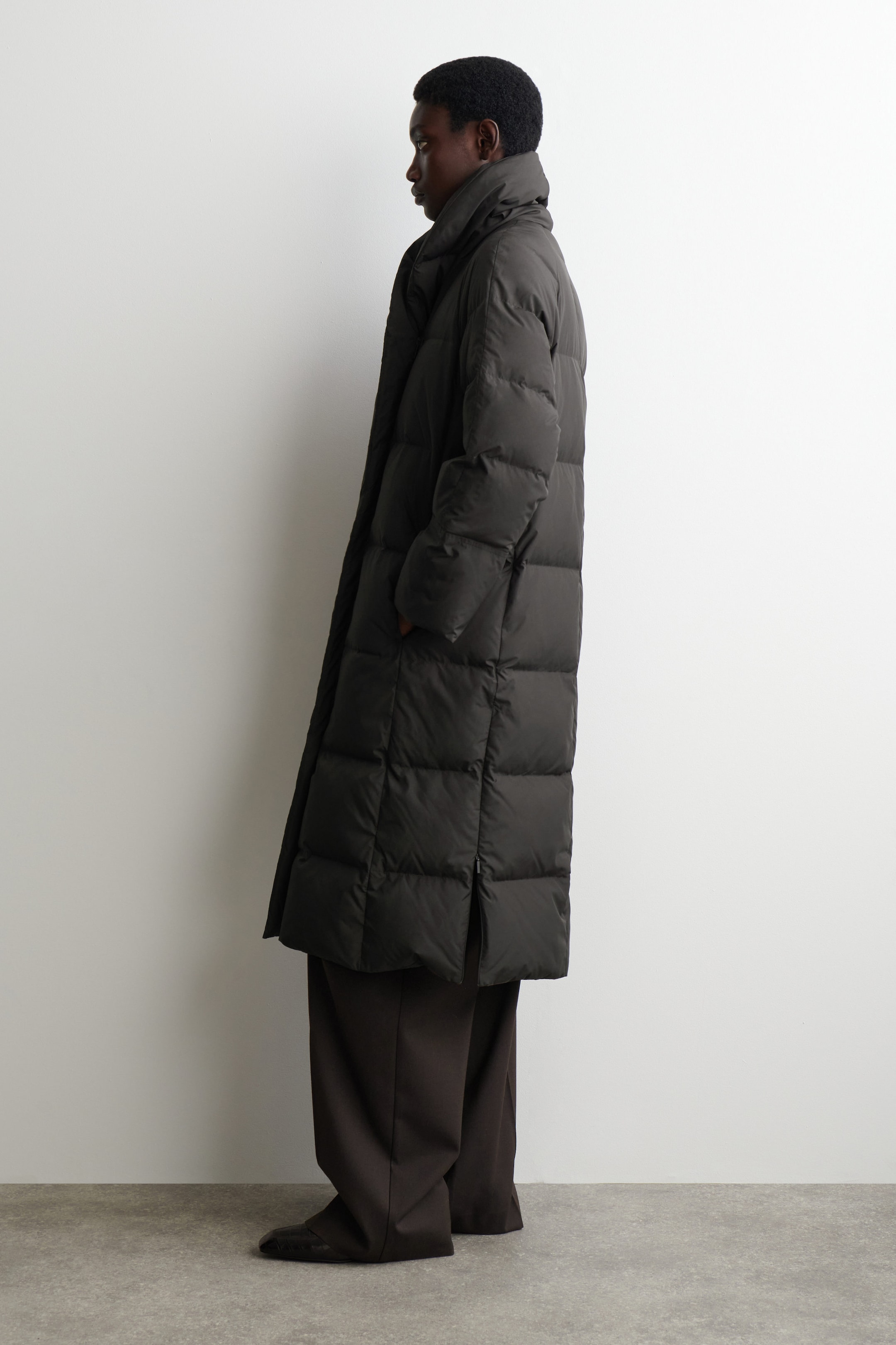 SHAWL-COLLAR QUILTED DOWN COAT