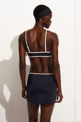 CONTRAST-TRIMMED SWIM SKIRT — NAVY / WHITE 3