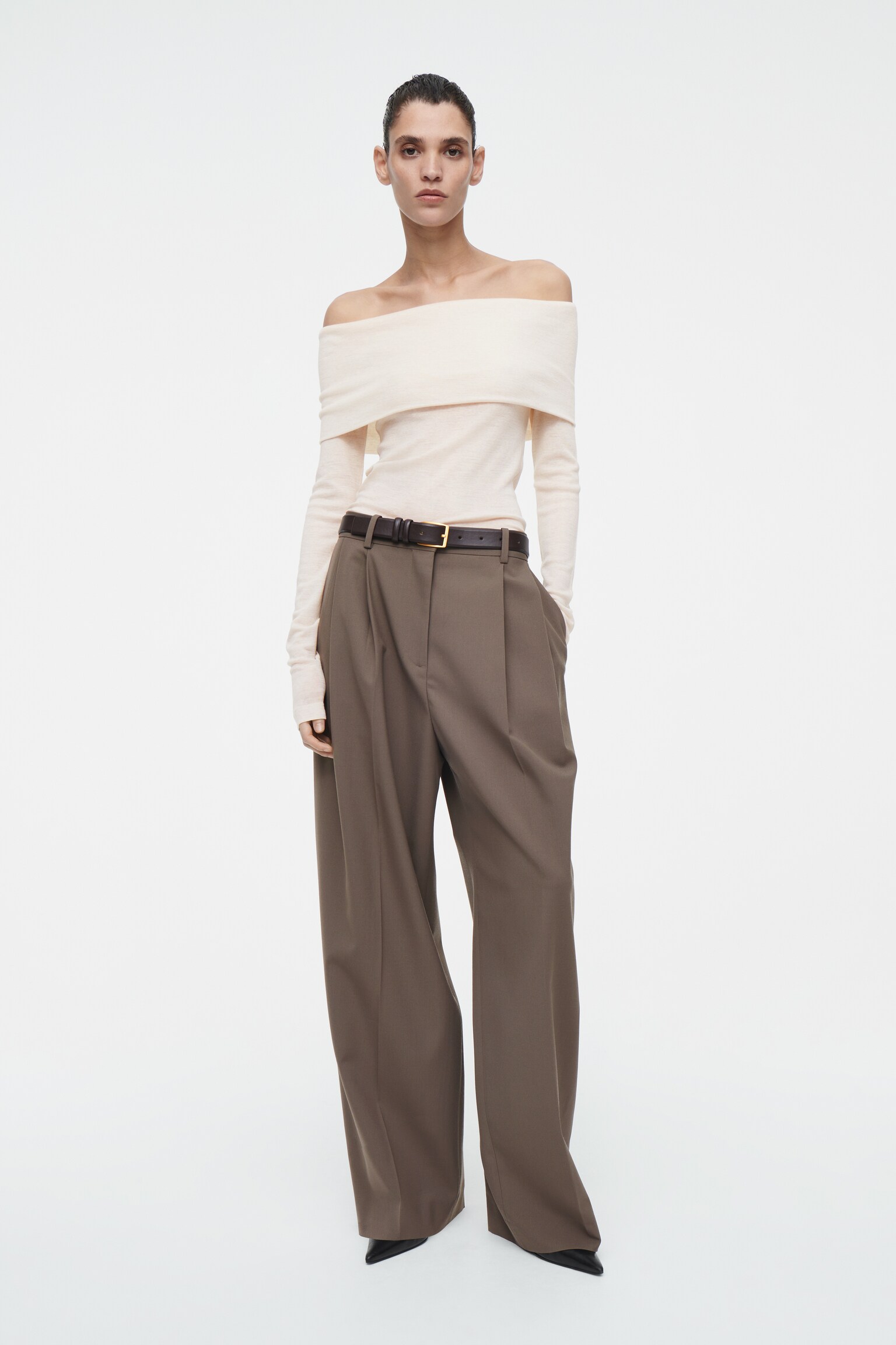 OFF-THE-SHOULDER MERINO WOOL TOP - OFF-WHITE - 4