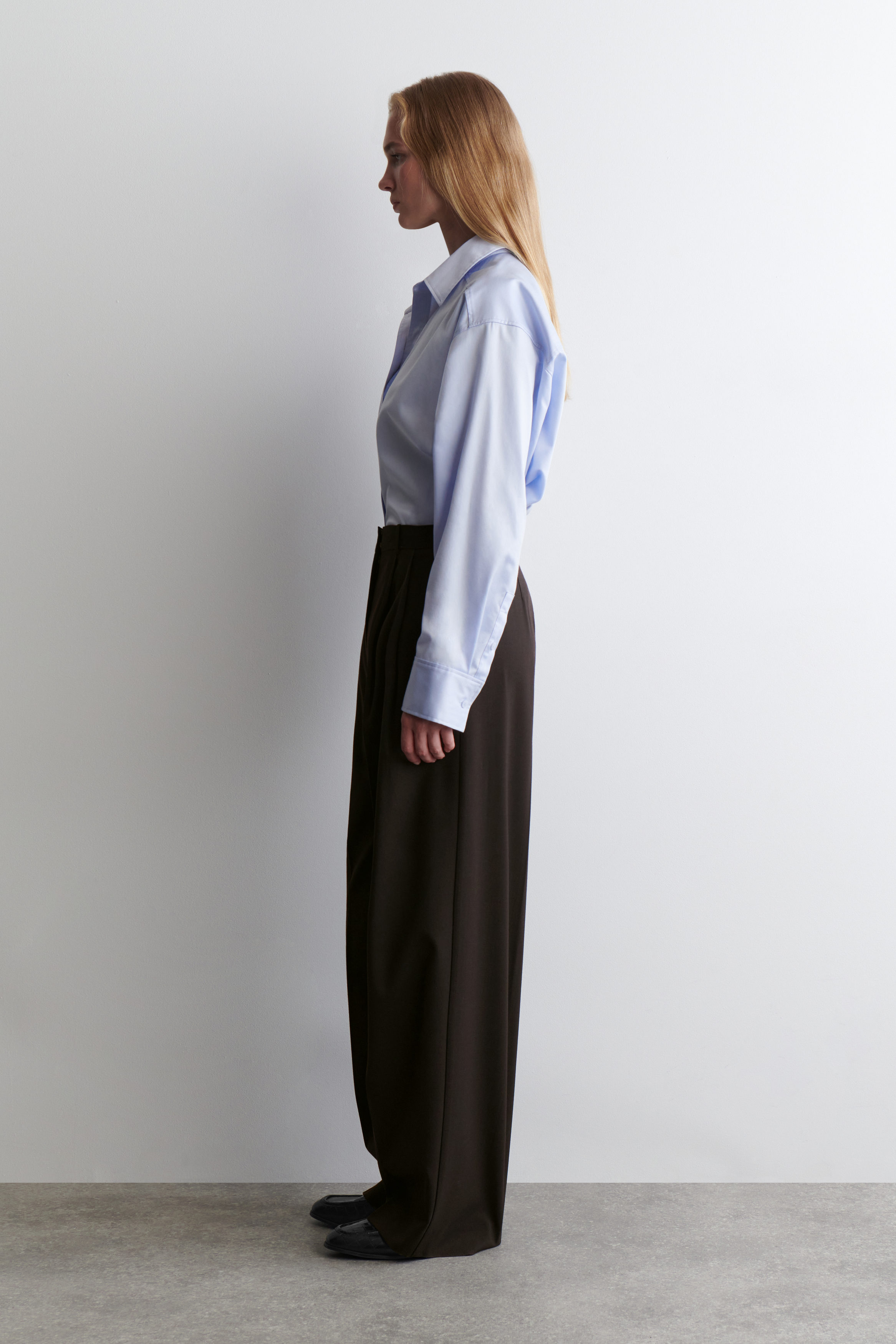 【COSYHARU】Cosyharu Wide Slacks RELAXED TWILL WIDE-LEG TROUSERS - BLACK | COS