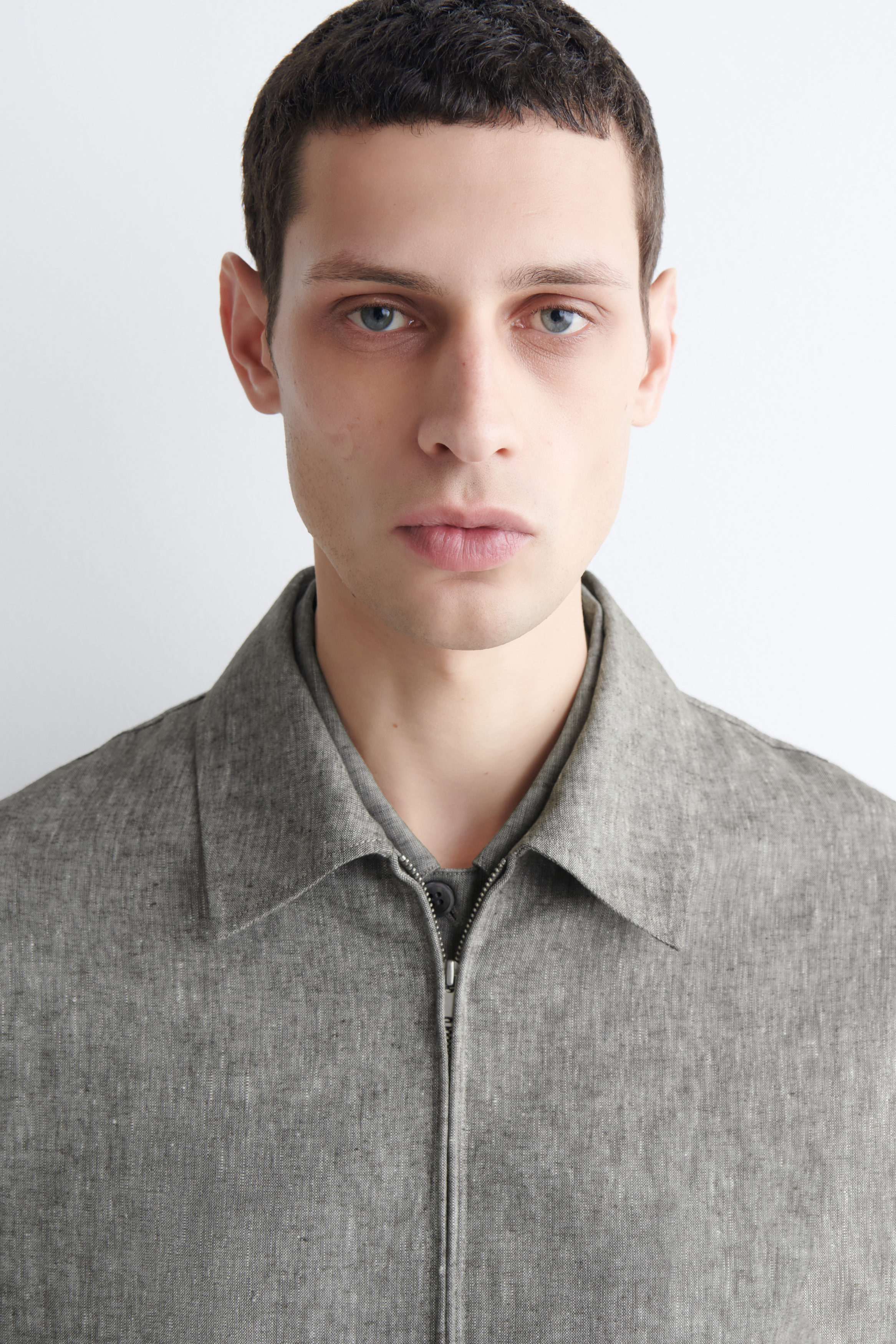 LINEN BLOUSON JACKET - GRAY MÉLANGE | COS US
