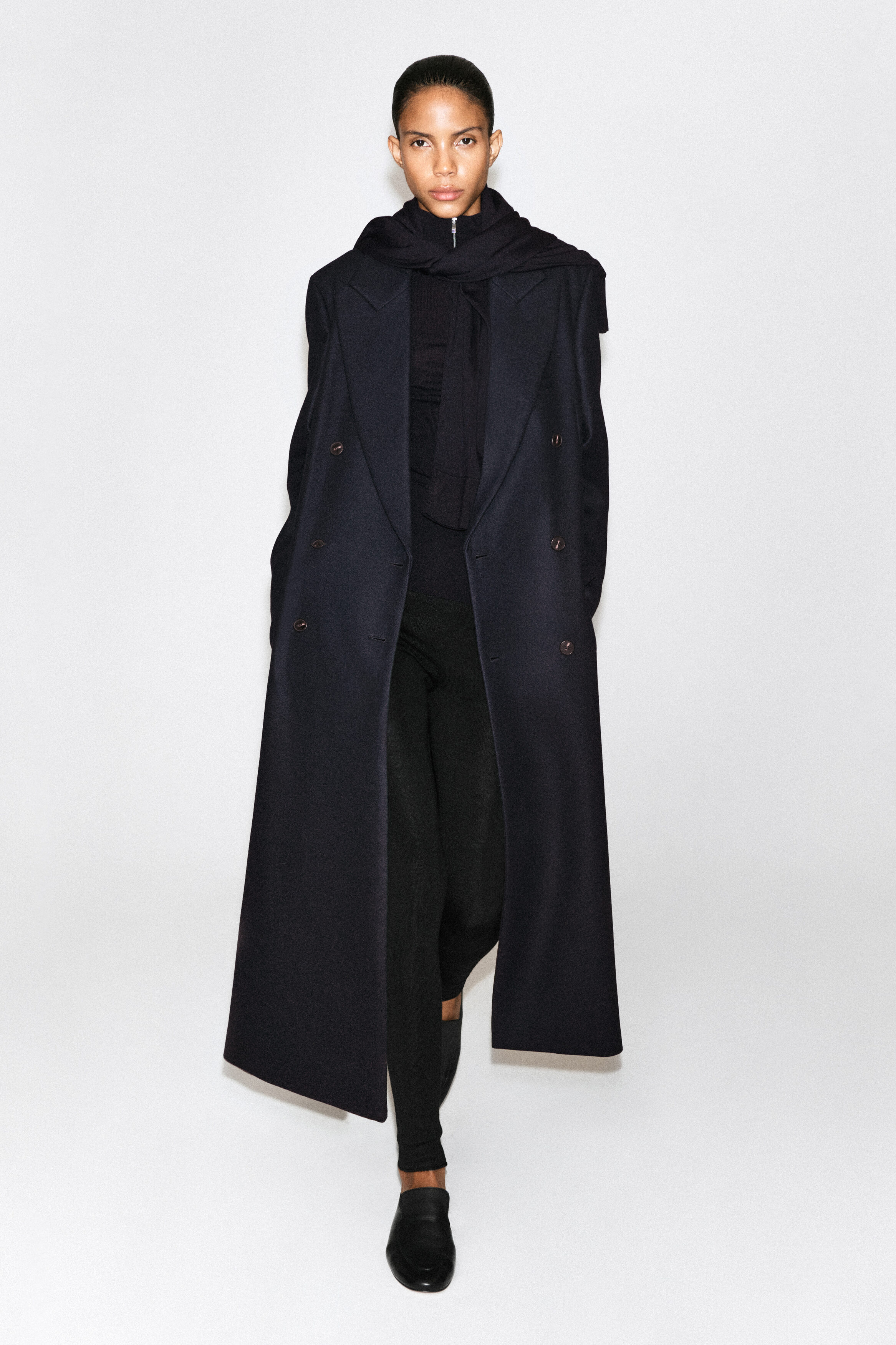 TAILORED WOOL DOUBLE-BREASTED LONG COAT - thumbnail 2
