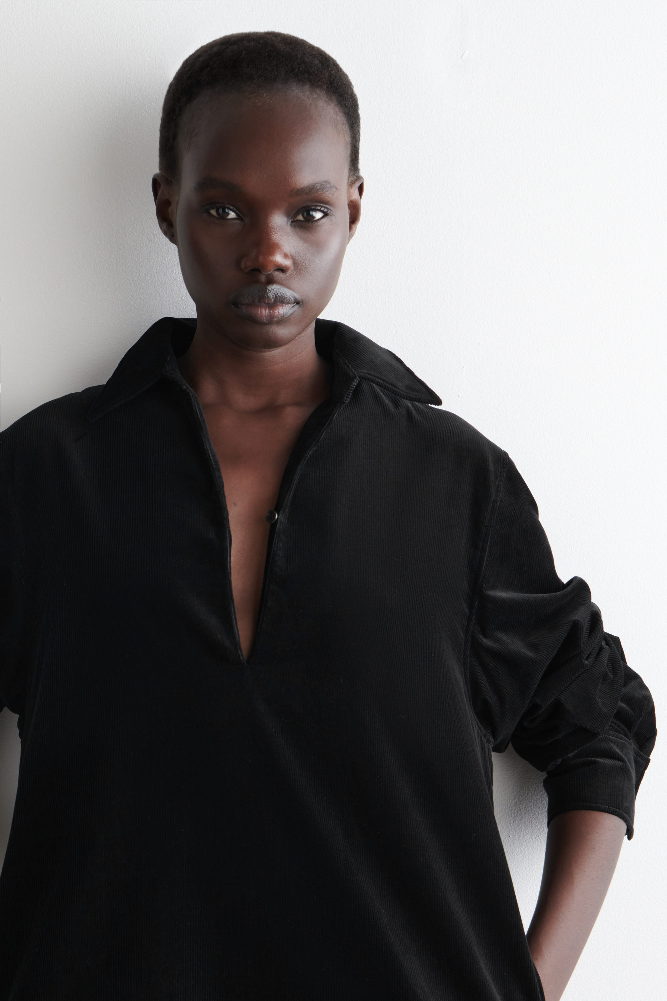 CORDUROY MINI SHIRT DRESS - BLACK | COS