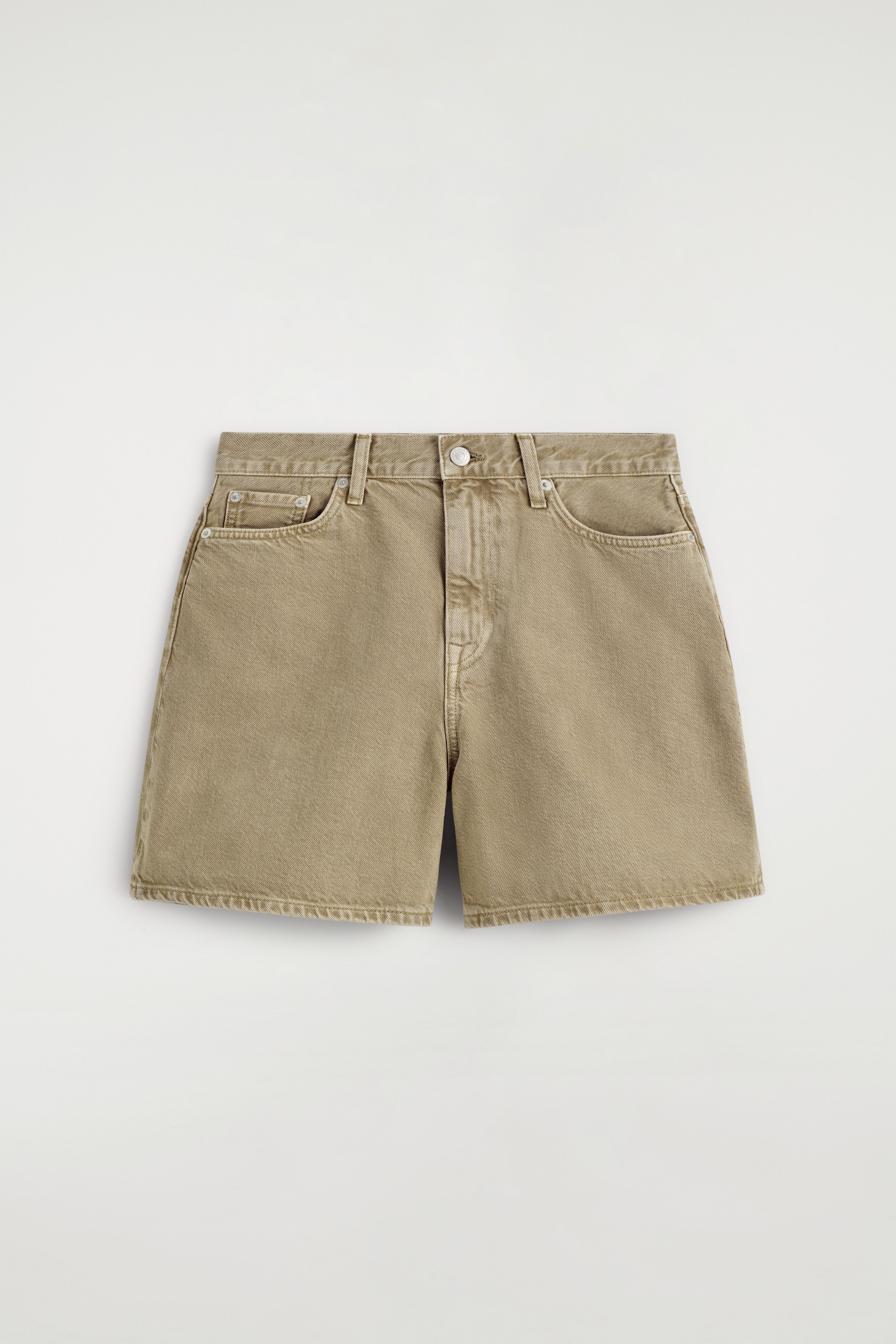 מכנסיים קצרים מדנים עם מותן גבוהה - בז'/DARK BLUE/כחול