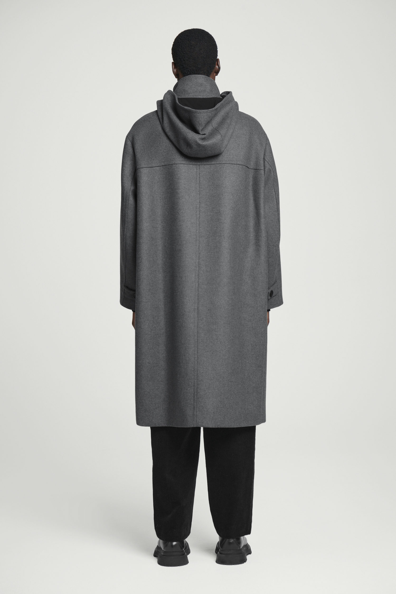 【美品】Flat Head WOOL DUFFLE COAT 千鳥格子柄 M HOODED WOOL DUFFLE COAT - DARK GREY | COS