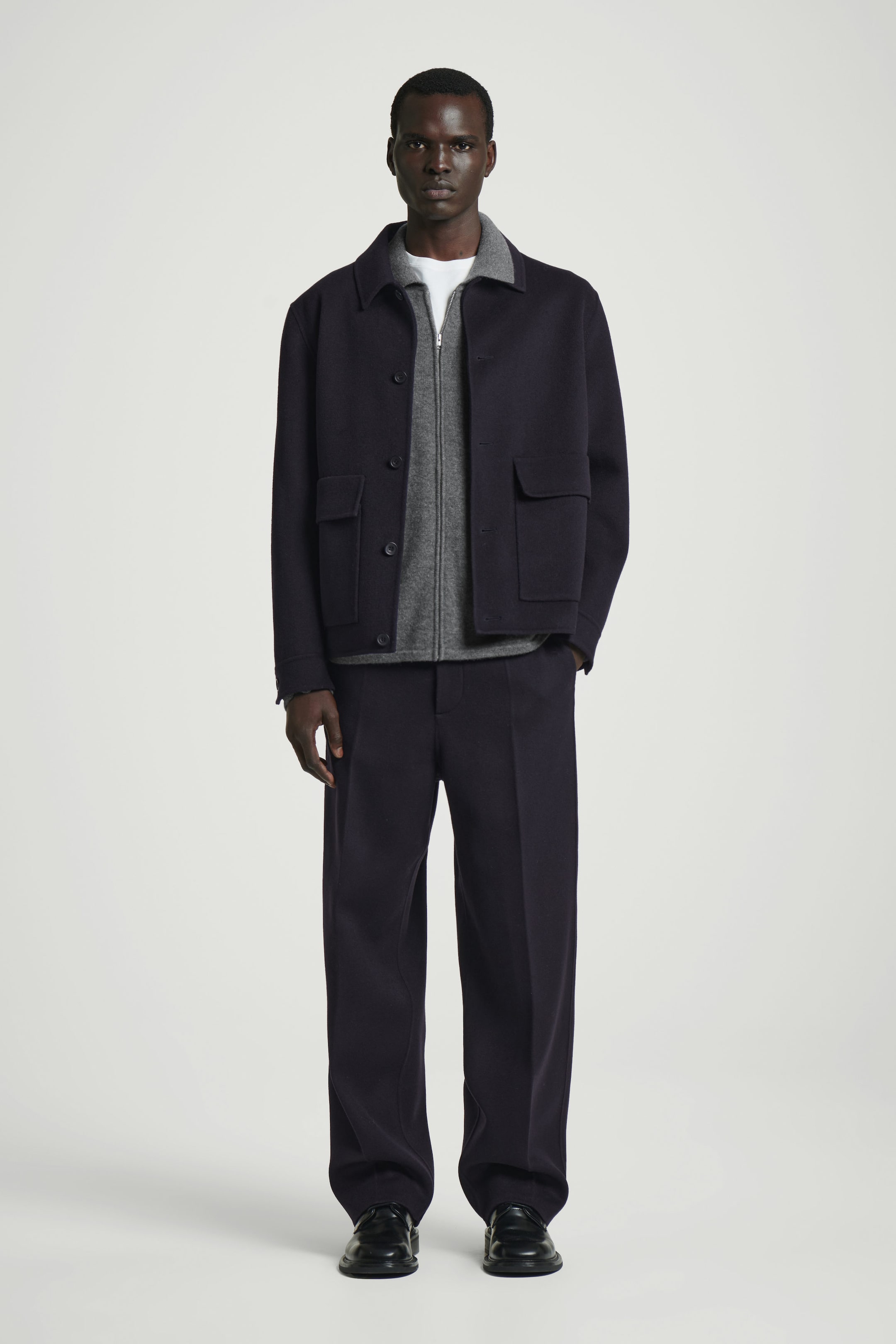 RELAXED DOUBLE-FACED WOOL TROUSERS