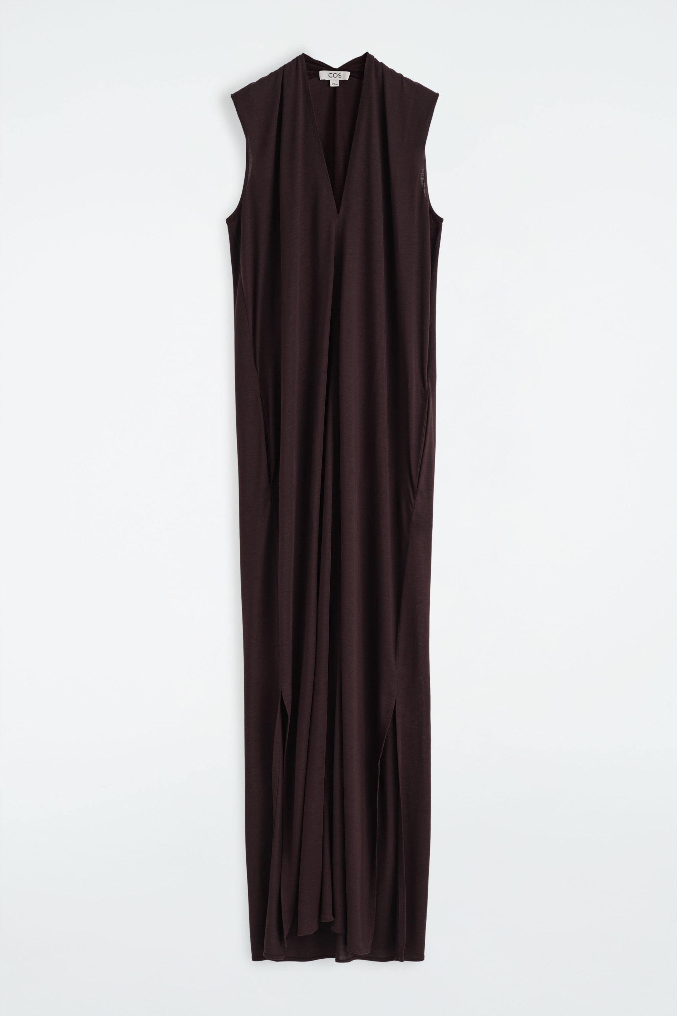 DRAPED V-NECK MAXI DRESS