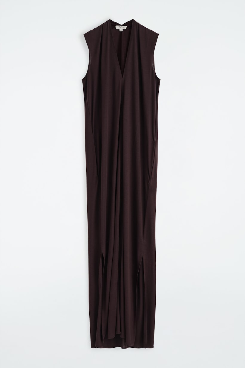 voluminous v-neck maxi dress cos based fibre made from wood pulp COS COS VOLUMINOUS V-NECK DRESS
