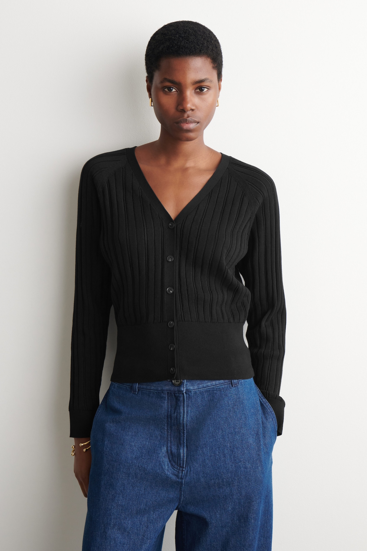 POINTELLE-KNIT COTTON CARDIGAN