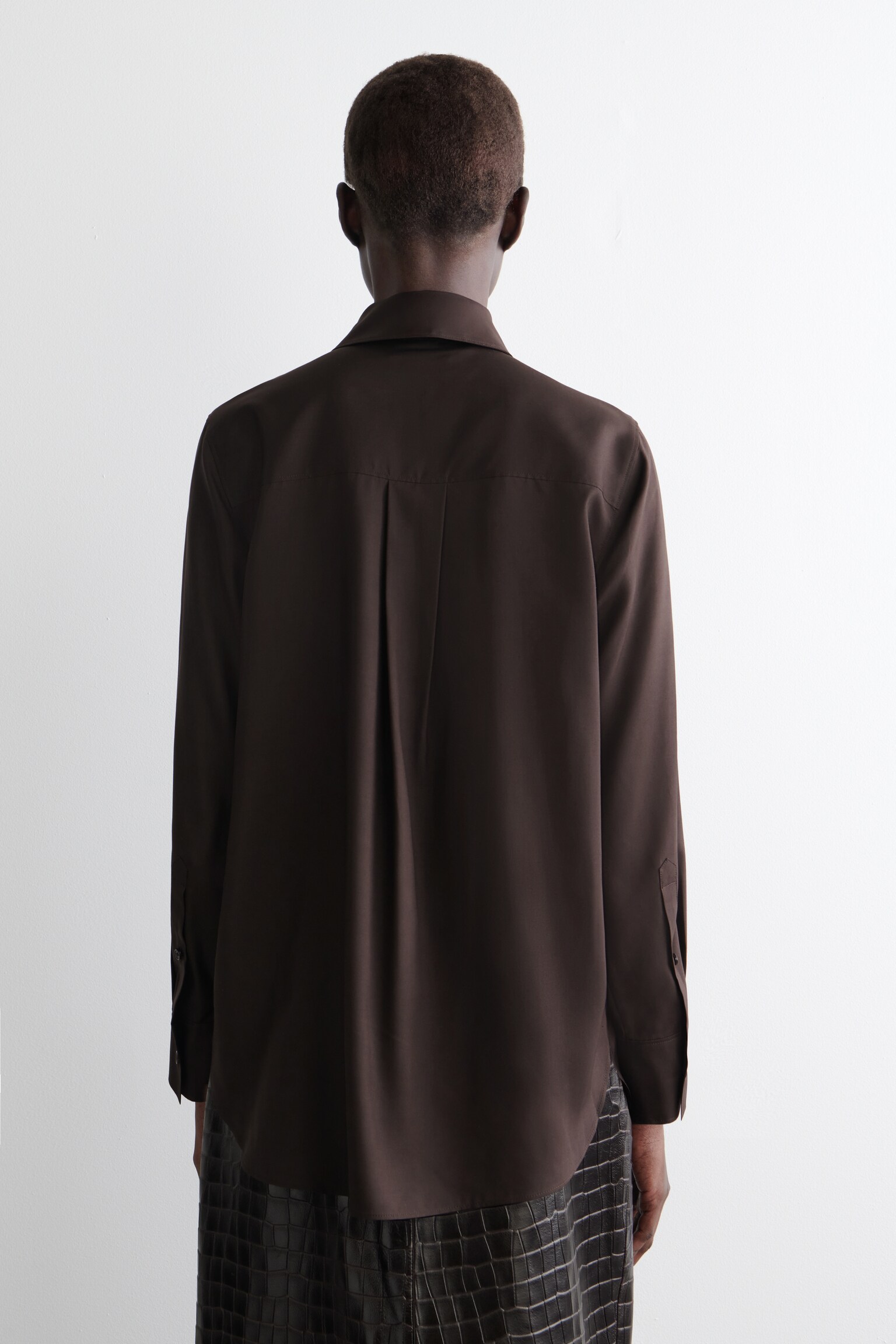 SCARF-DETAIL SILK SHIRT - CASTAÑO - 3