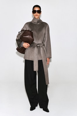 BELTED DOUBLE-FACED CASHMERE JACKET — STONE 1