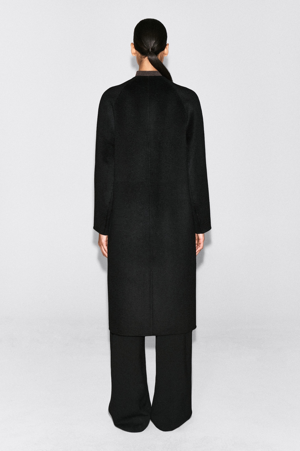 DOUBLE-FACED CASHMERE LONG COAT — BLACK