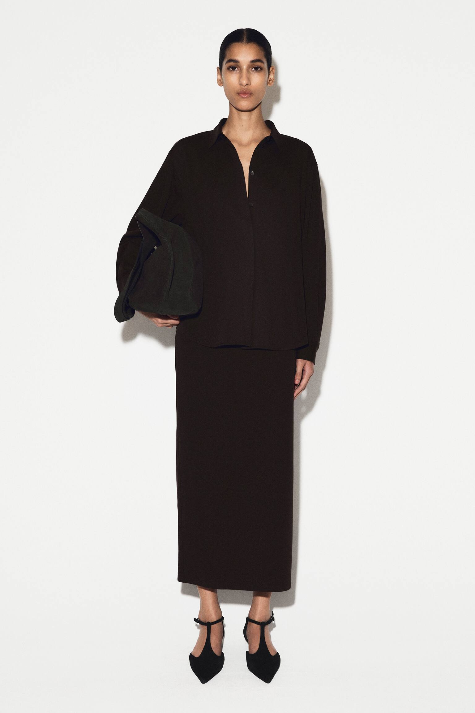 CAMICIA IN JERSEY DI COTONE PIMA - MARRONE SCURO/BLU - 8