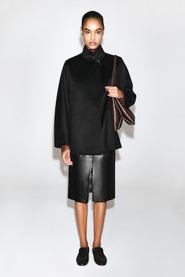 DOUBLE-FACED CASHMERE MOCK-NECK JACKET — BLACK 3