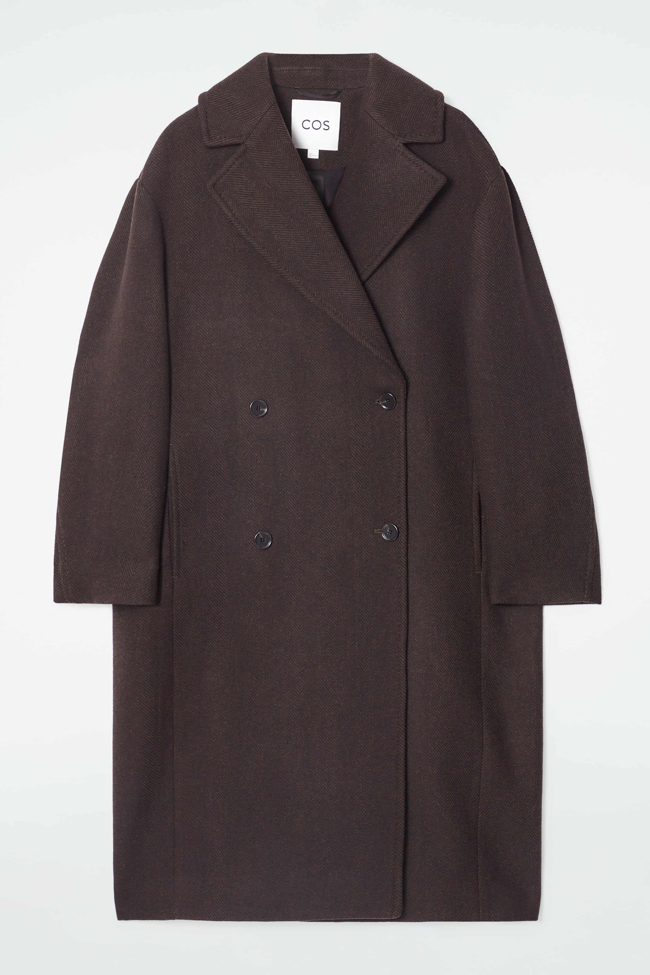 View larger image: DOUBLE-BREASTED WOOL-HERRINGBONE COAT - DARK BROWN - Ladies | H&M GB 1