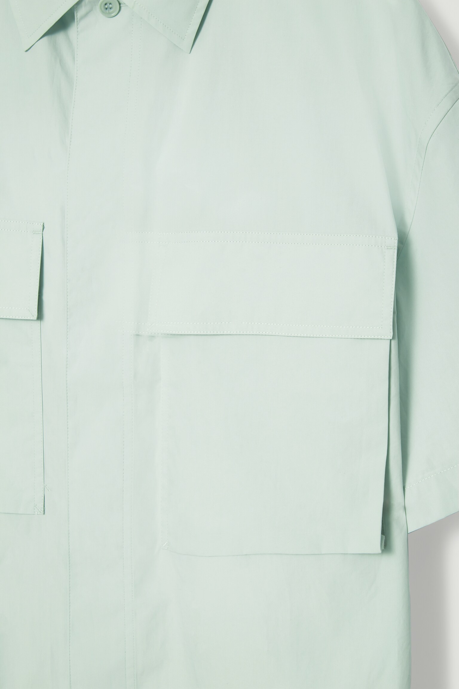 OVERSIZED SHORT-SLEEVED UTILITY SHIRT - MINT GREEN/DARK GREY - 2