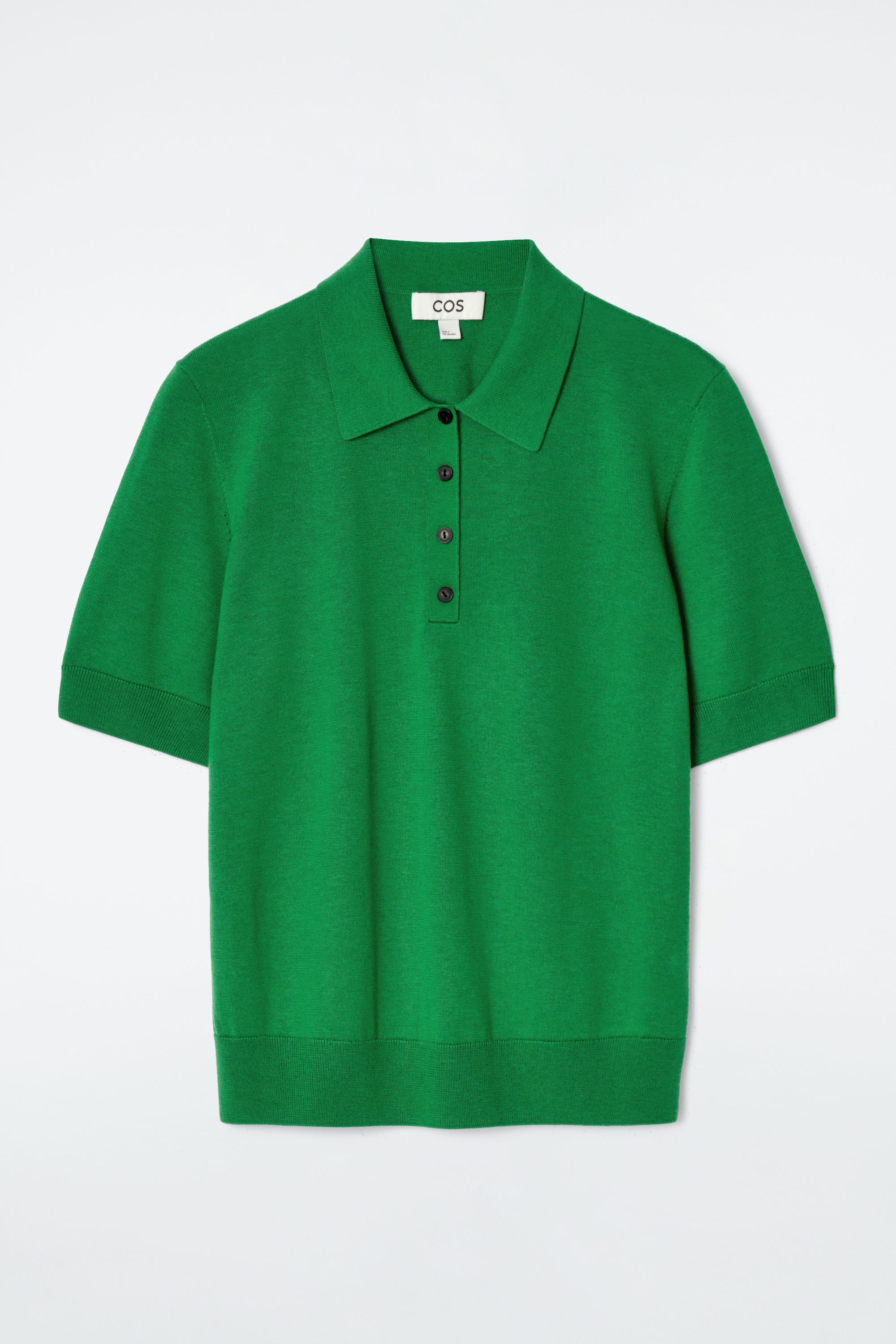 MERINO WOOL-BLEND POLO SHIRT - GREEN | COS