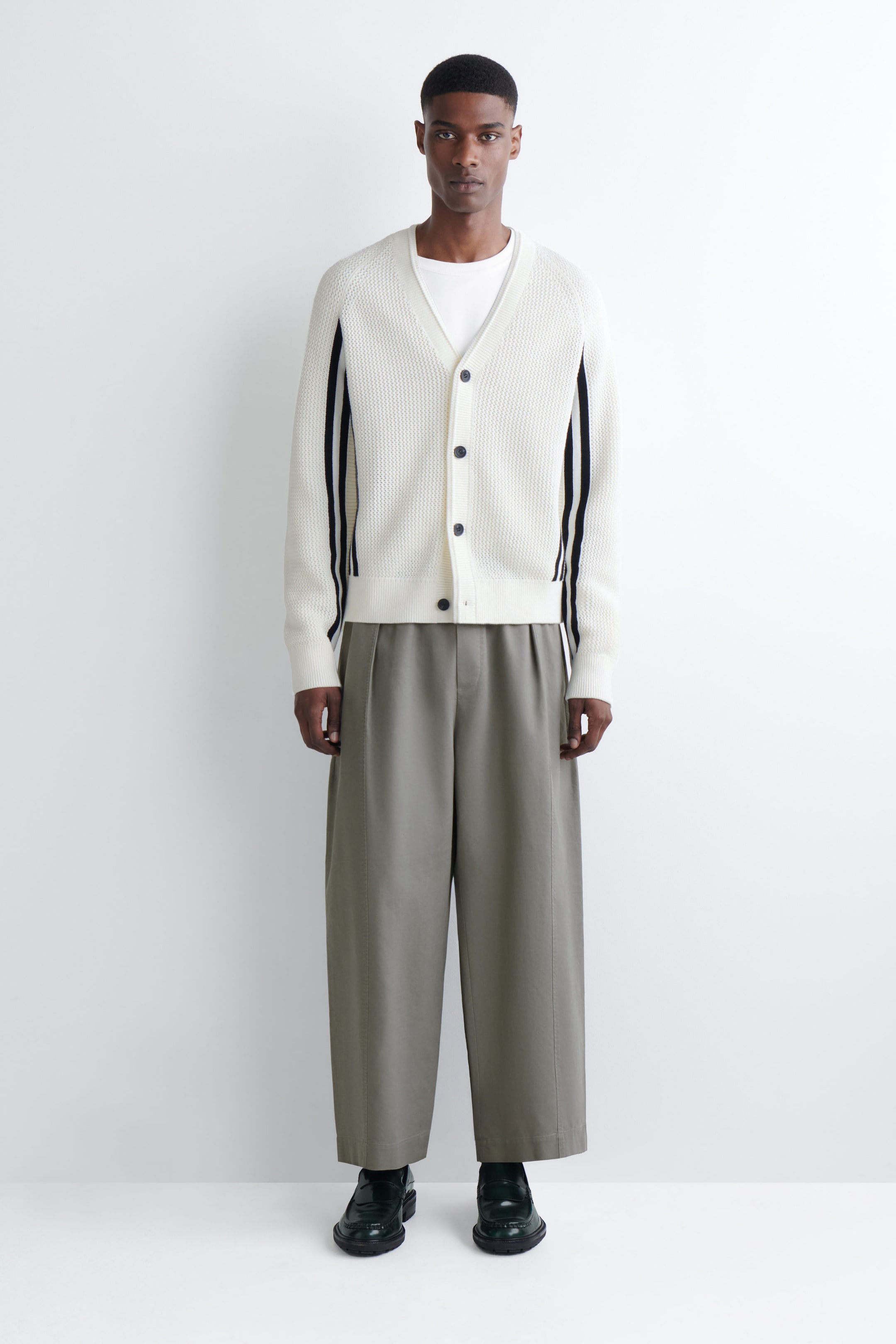 COTTON CROPPED RELAXED-FIT BARREL-LEG TROUSERS
