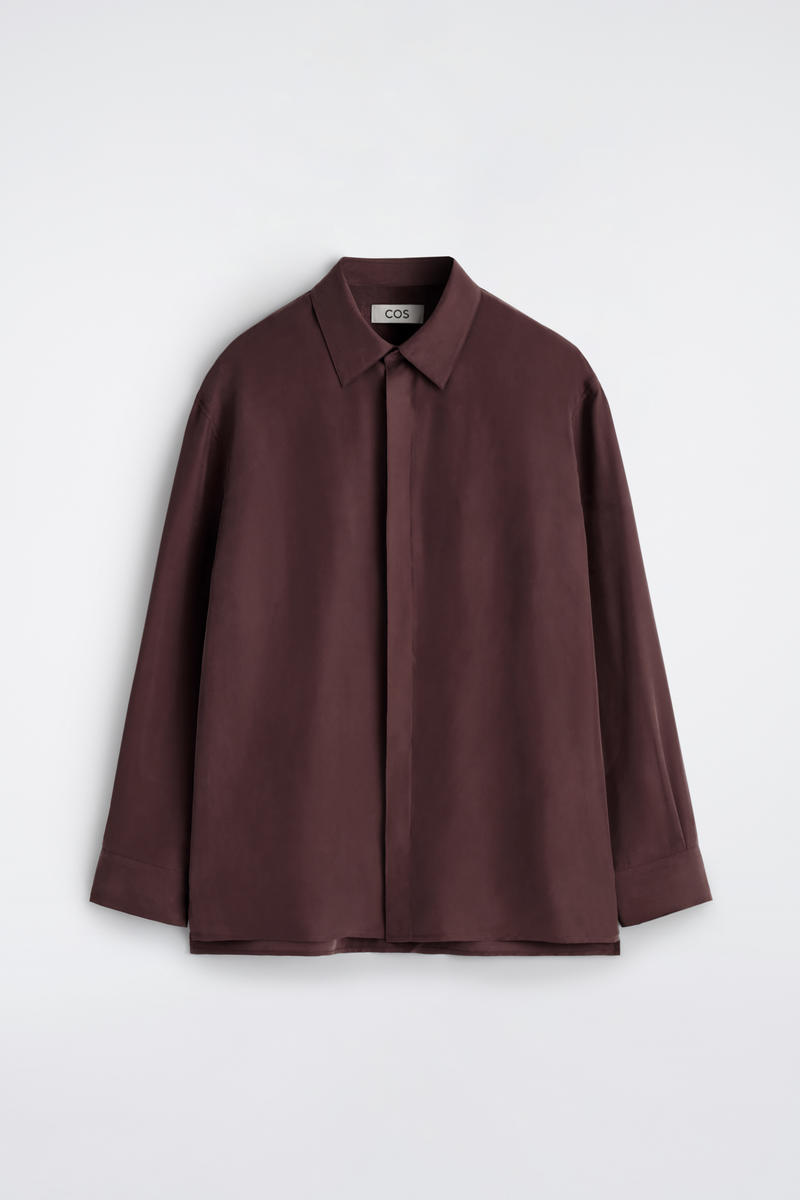 Tailored Silk Shirt in Brown