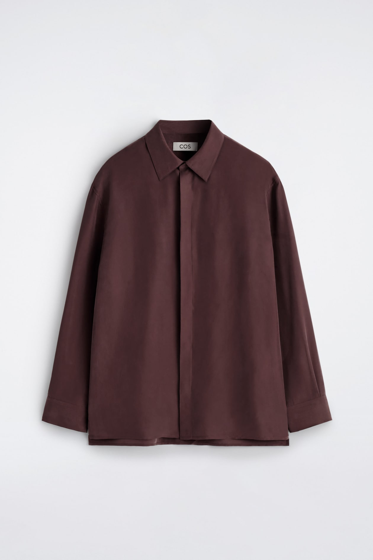 TAILORED SILK SHIRT — MAHOGANY